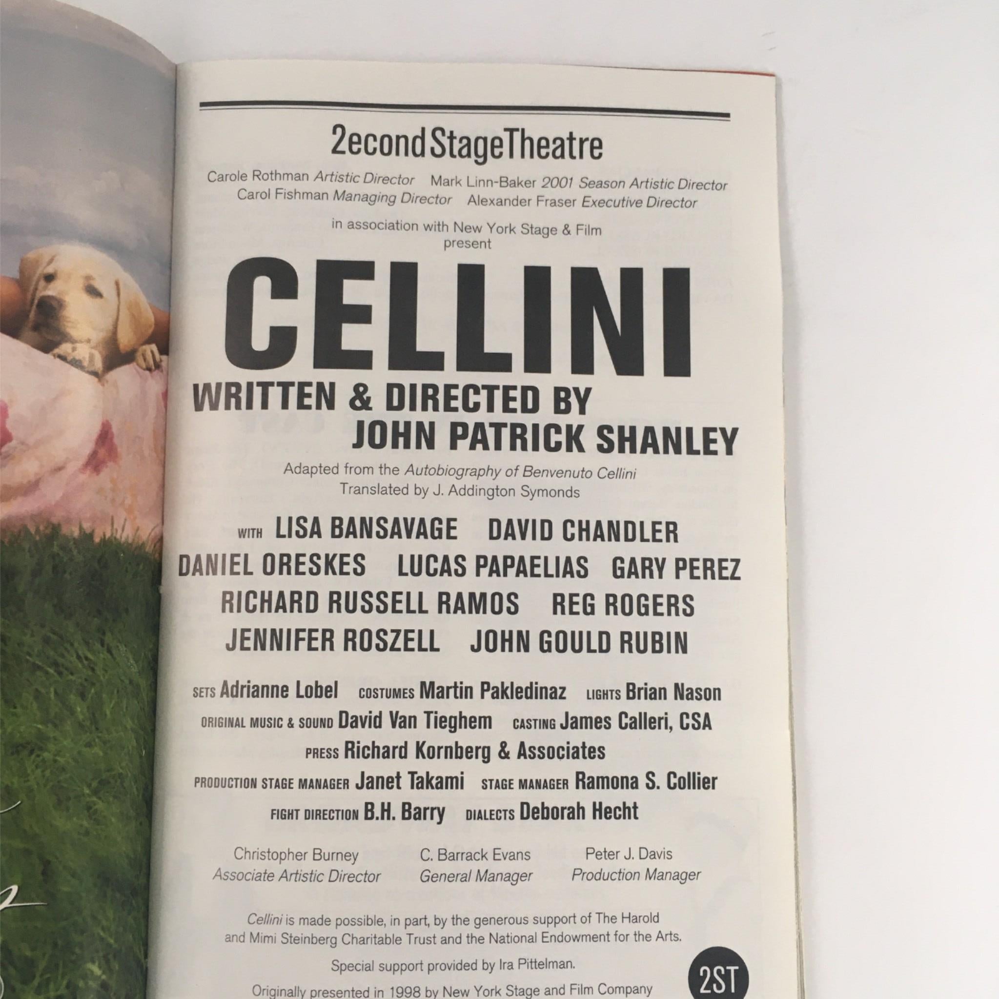 2001 Playbill Cellini by John Patrick Shanley, Lisa Bansavage at Second Stage