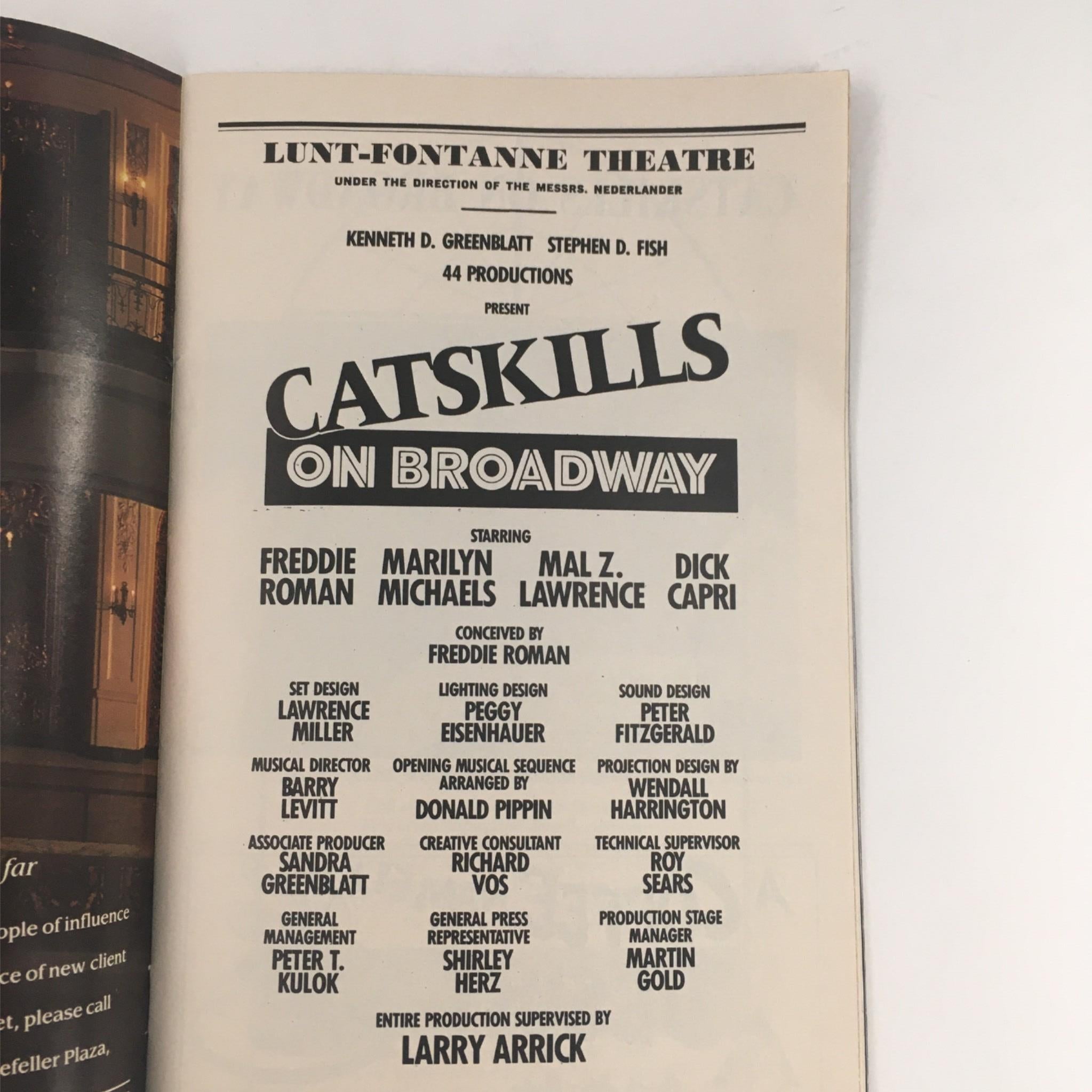 1992 Playbill Catskills on Broadway by Larry Arrick, Freddie Roman, Dick Capri