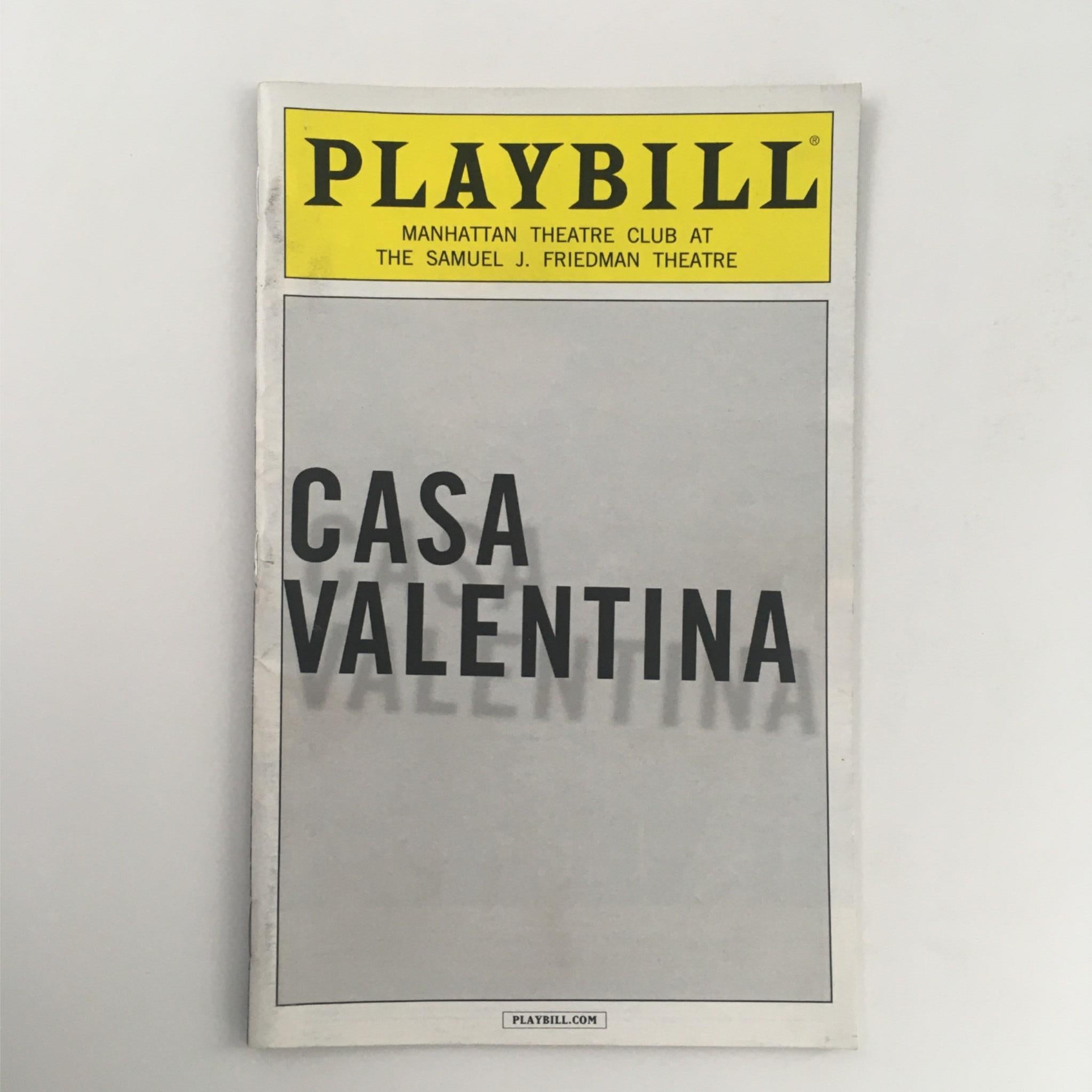 2014 Playbill Casa Valentina by Harvey Fierstein, Joe Mantello Manhattan Theatre