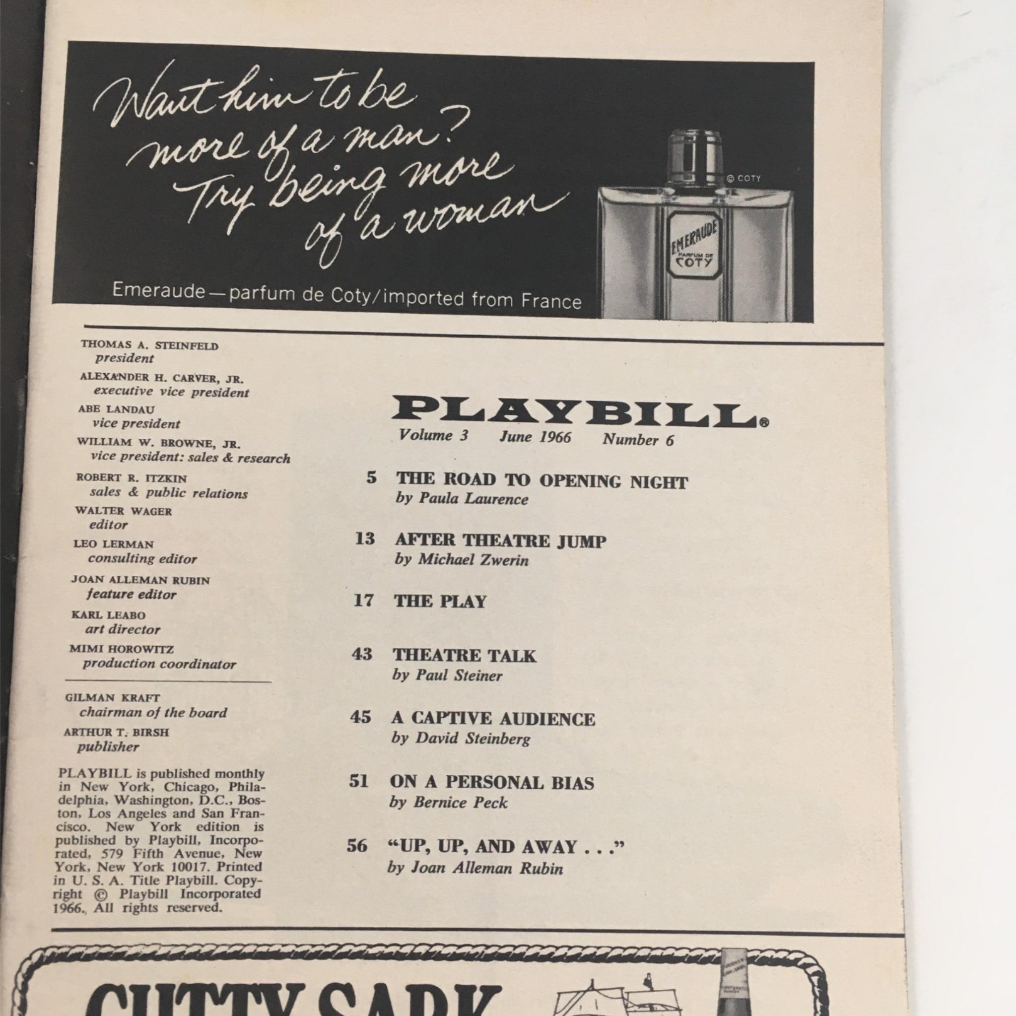 1966 Playbill Cactus Flower by David Merrick, Abe Burrows at Royale Theatre