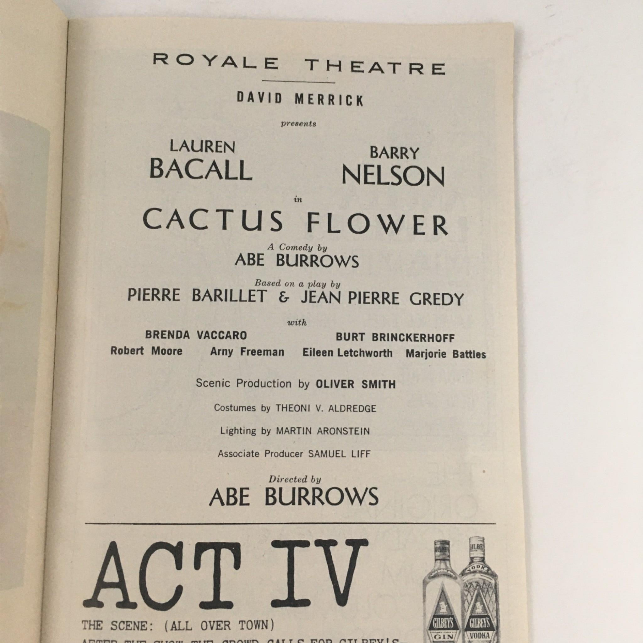 1966 Playbill Cactus Flower by David Merrick, Abe Burrows at Royale Theatre