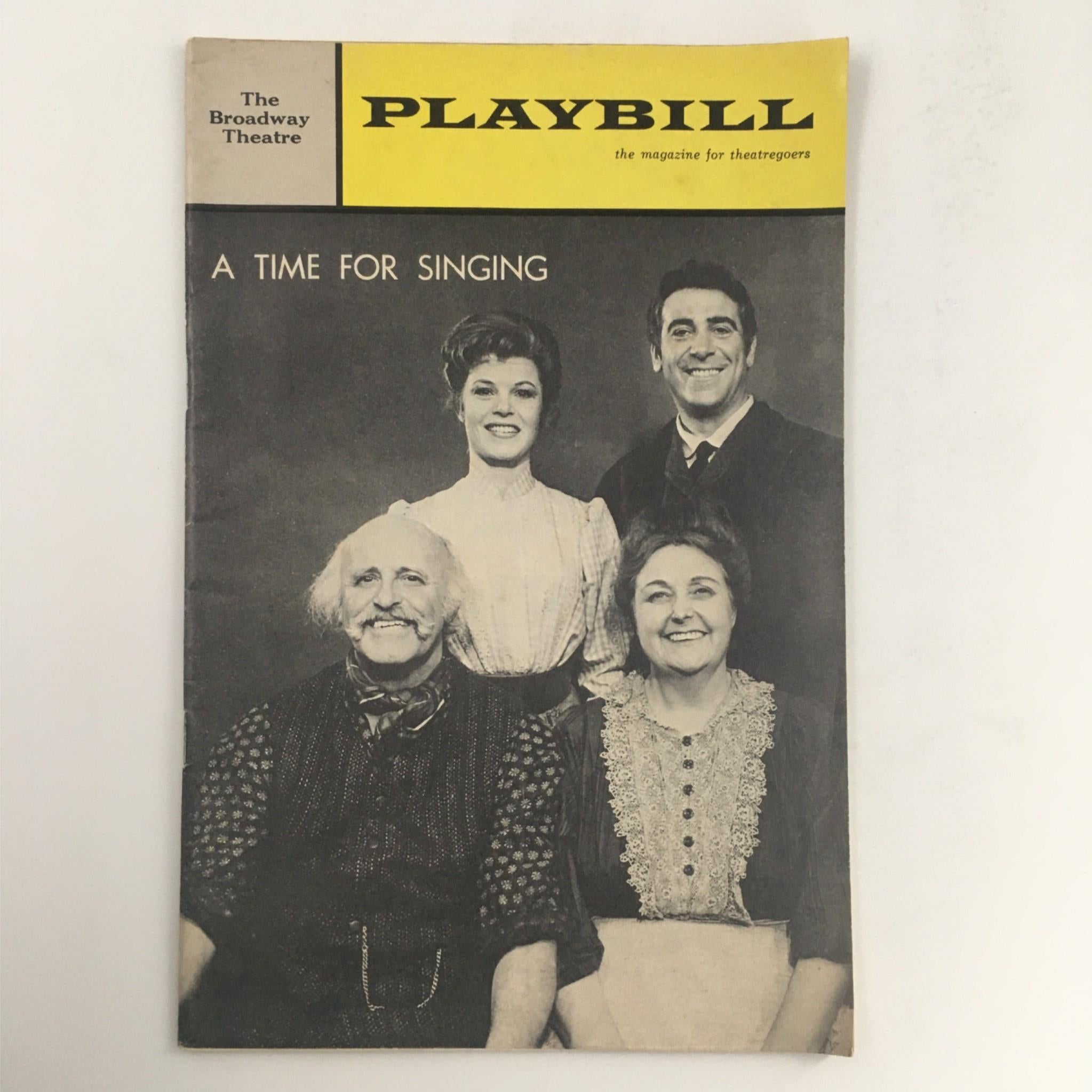 1966 Playbill A Time For Singing by Gerald Freedman, John Morris at Broadway