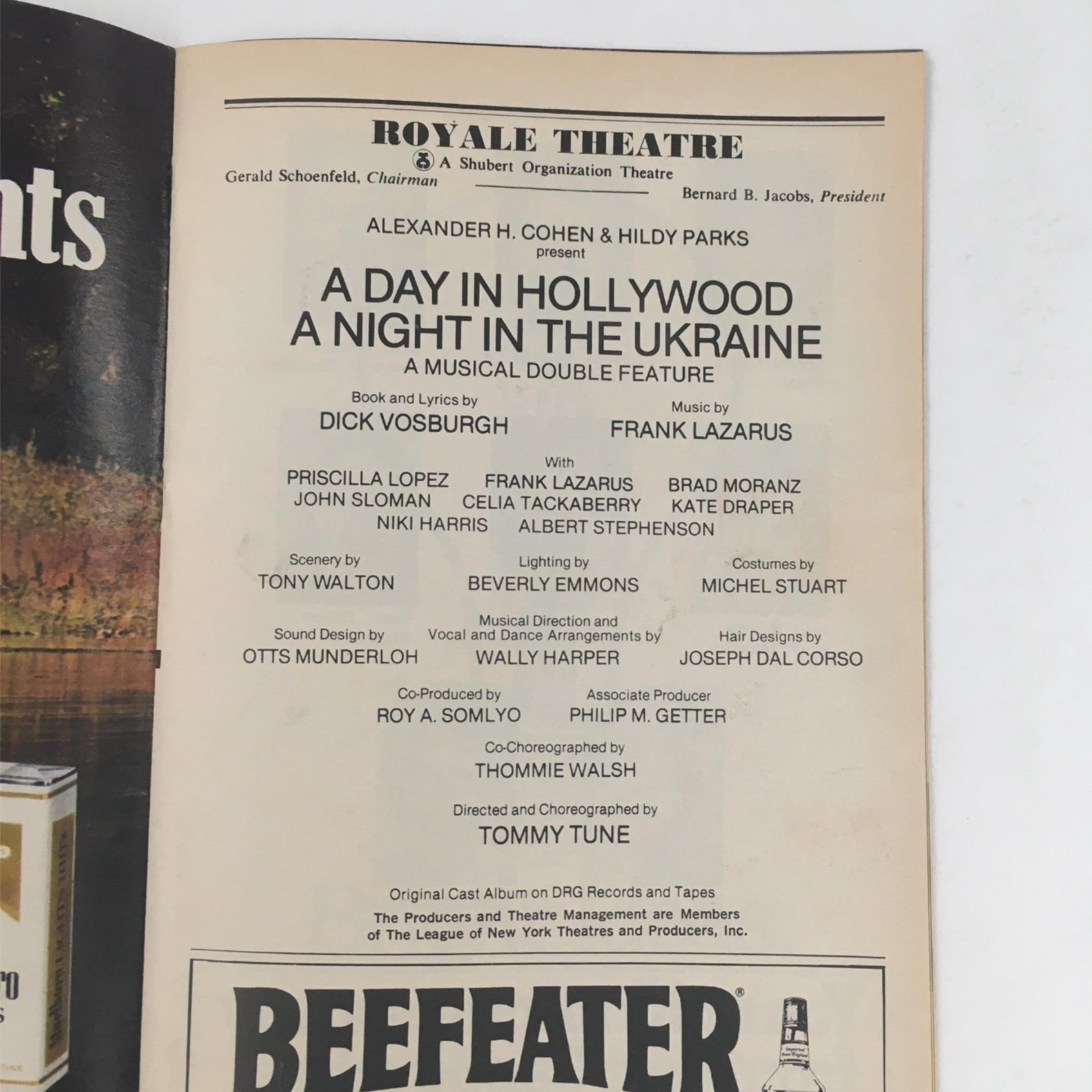 1981 Playbill A Day in Hollywood A Night in the Ukraine by Tommy Tune