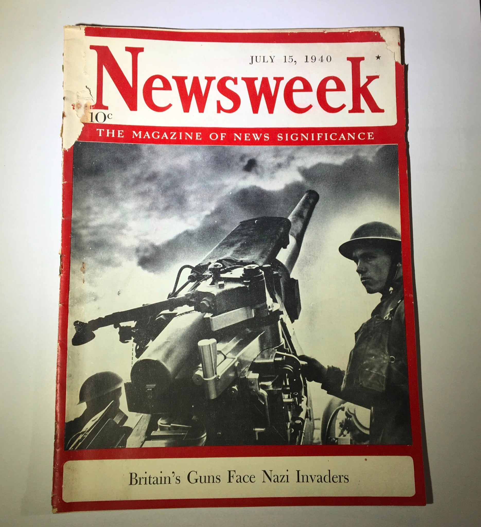 Newsweek Magazine July 15, 1940 Britain's Guns Face Nazi Invaders