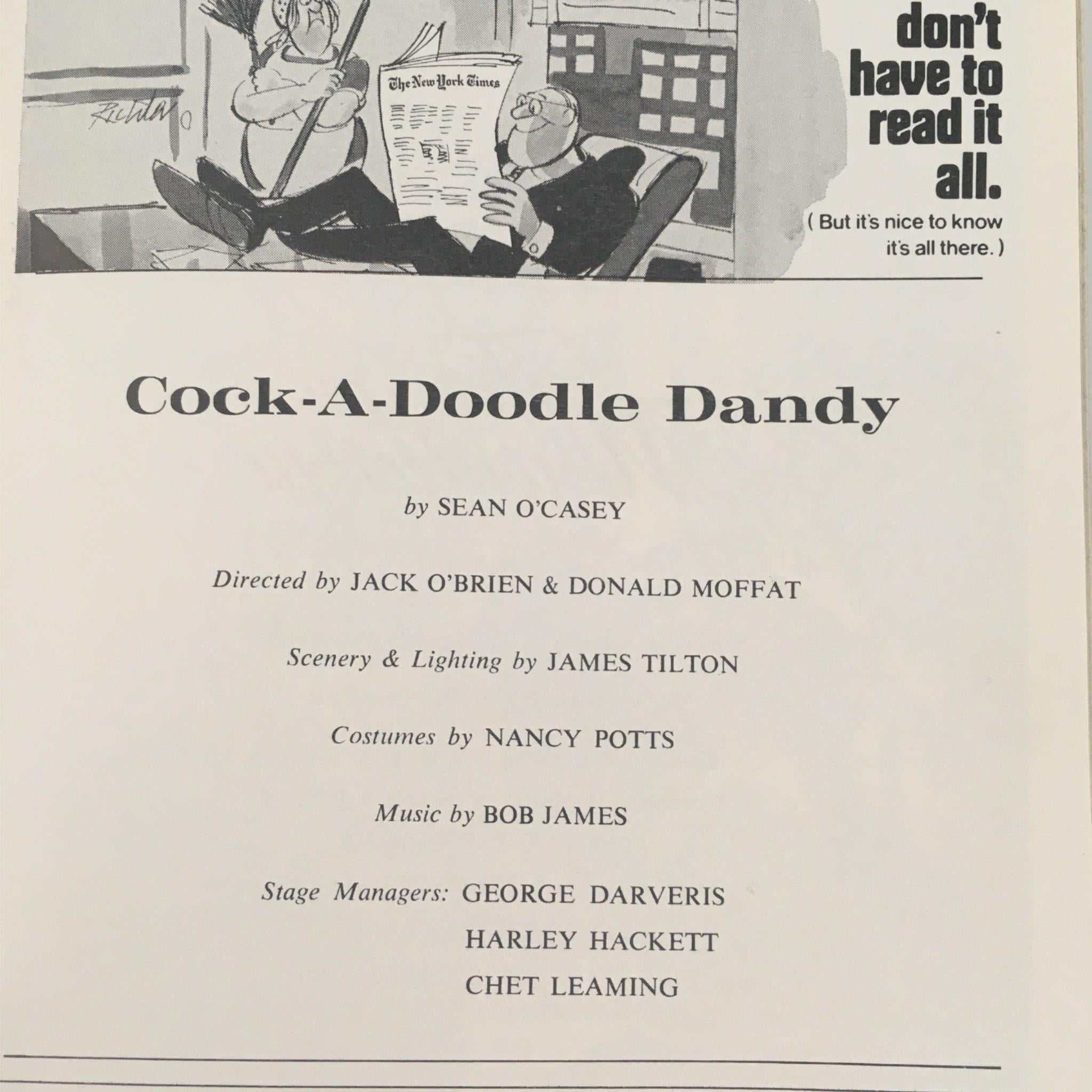 1969 Playbill Cock-A-Doodle Dandy by Sean O'Casey Jack O'Brien at Lyceum Theatre