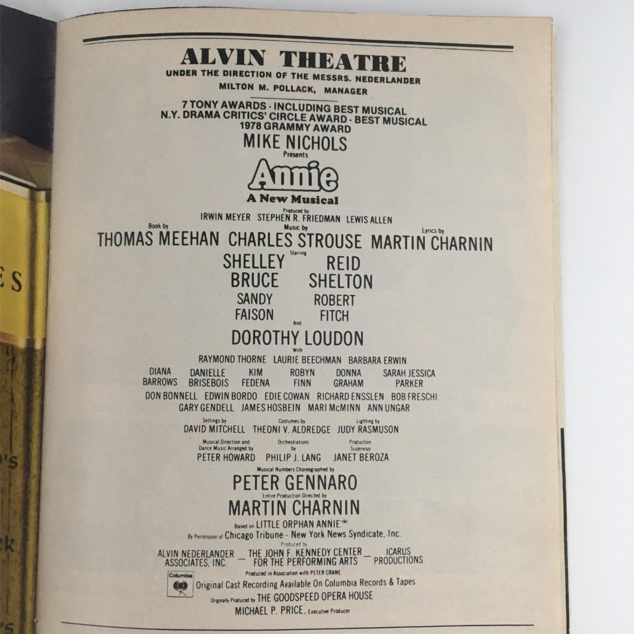 1978 Playbill Annie by Mike Nichols, Michael Price at Alvin Theatre