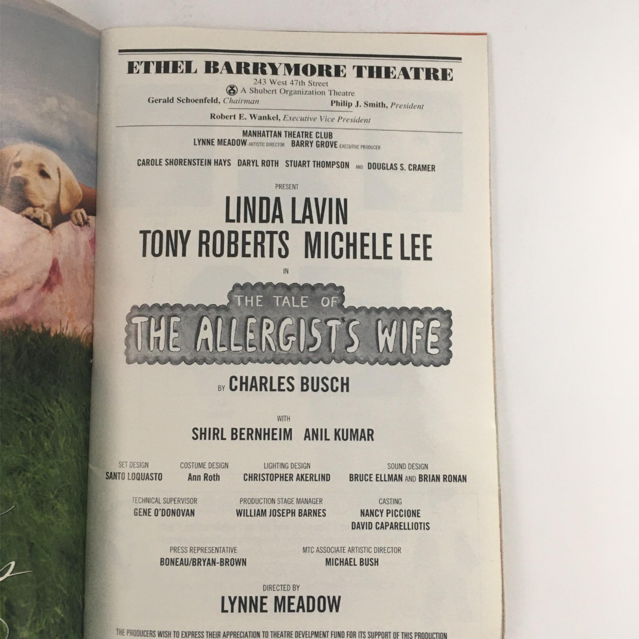 2001 Playbill The Tale Of The Allergists Wife by Charles Busch @ Ethel Barrymore