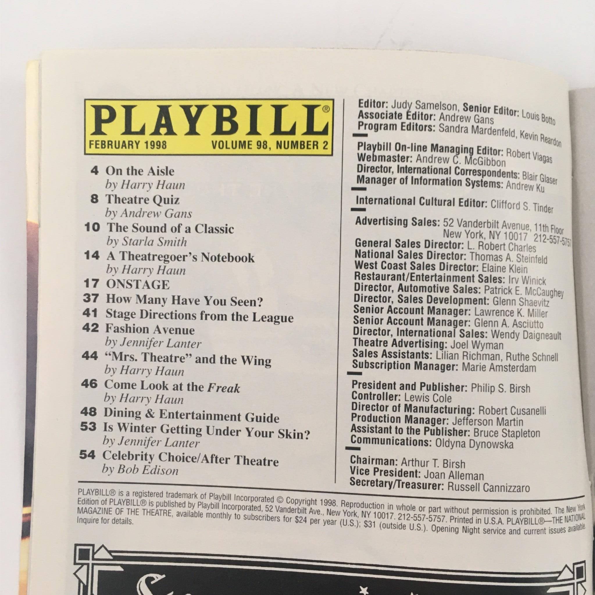 1998 Playbill 1776 by Sherman Edwards, Scott Ellis by Gershwin Theatre