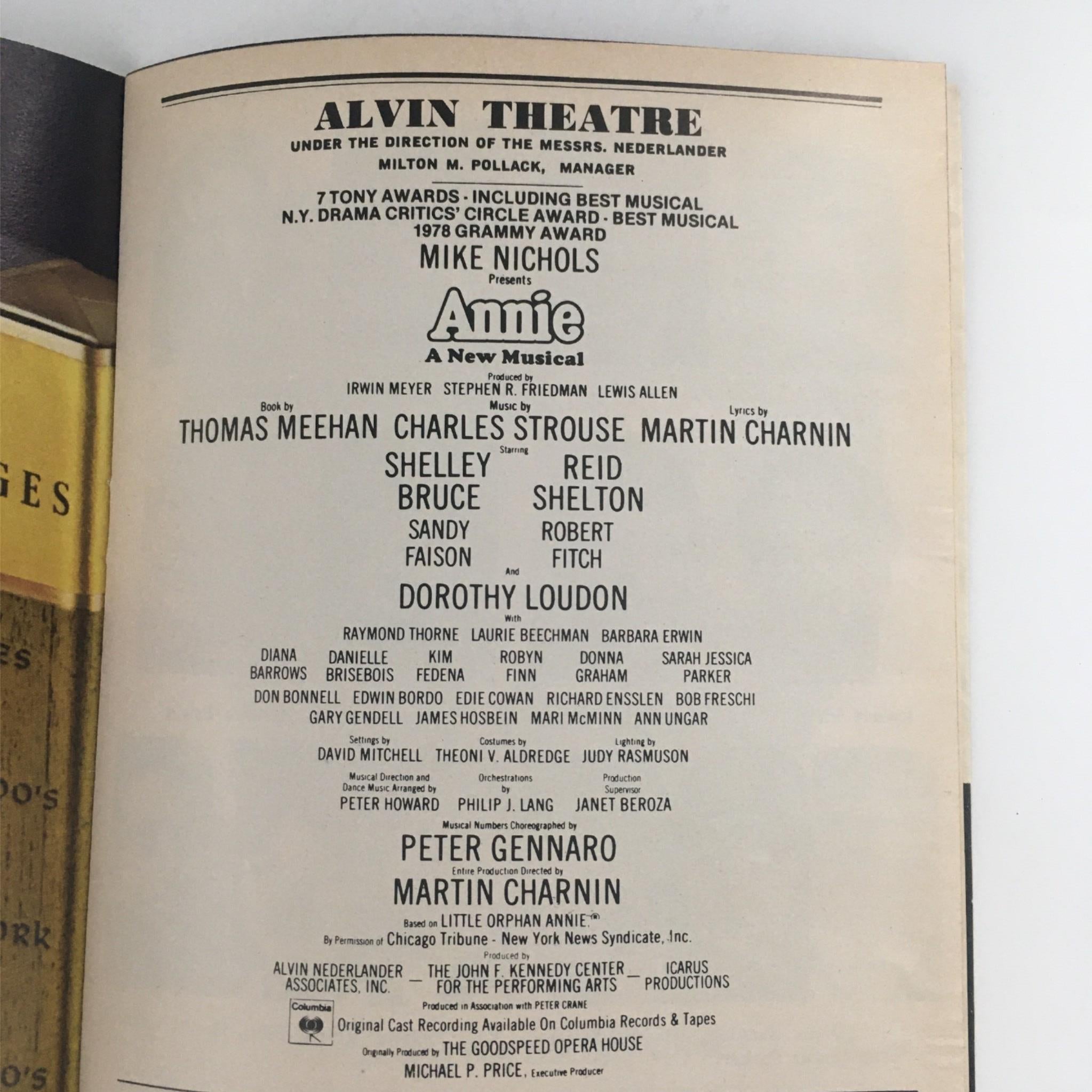 1978 Playbill Annie by Irwin Mayer Stephen Friedman Lewis Allen at Alvin Theatre