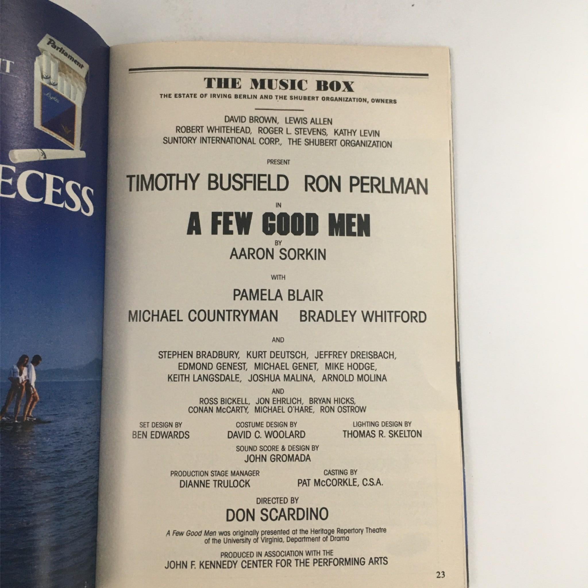 1990 Playbill A Few Good Men by Aaron Sorkin, Don Scardino at The Music Box