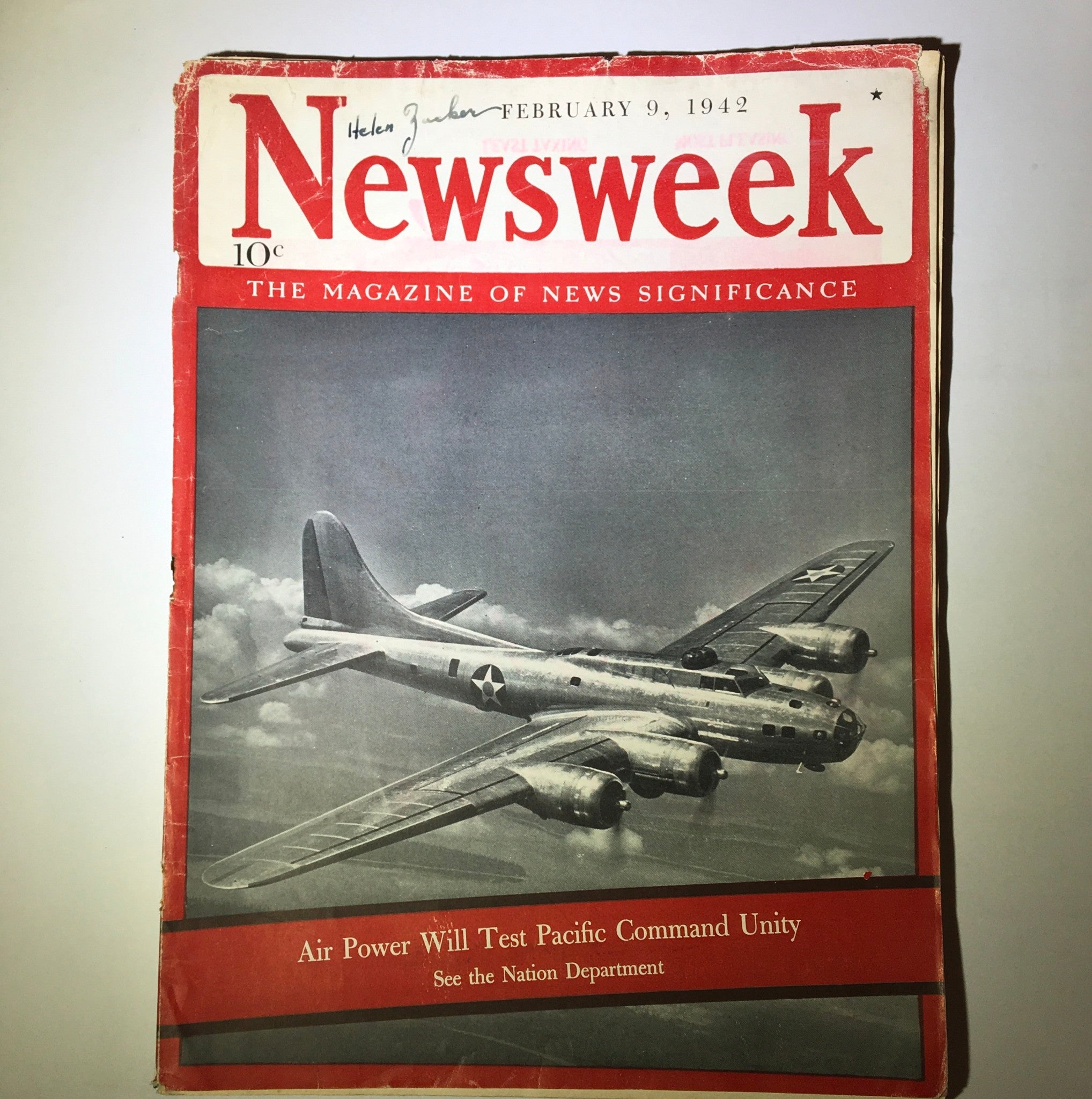 Newsweek Magazine February 9, 1942 Air Power Will Test Pacific Command Unity