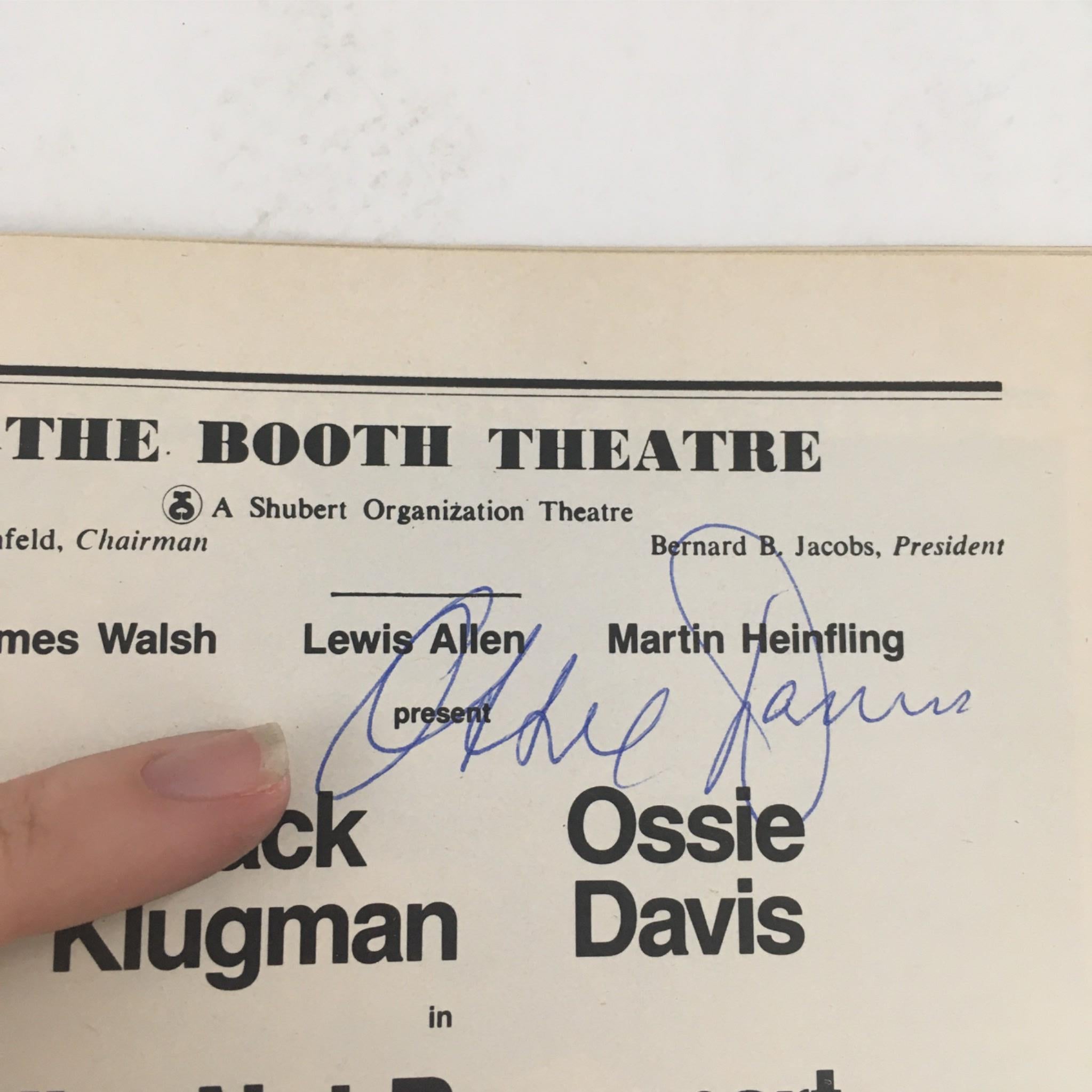 1987 Playbill I'm Not Rappaport Ossie Davis Signed, The Booth Theatre