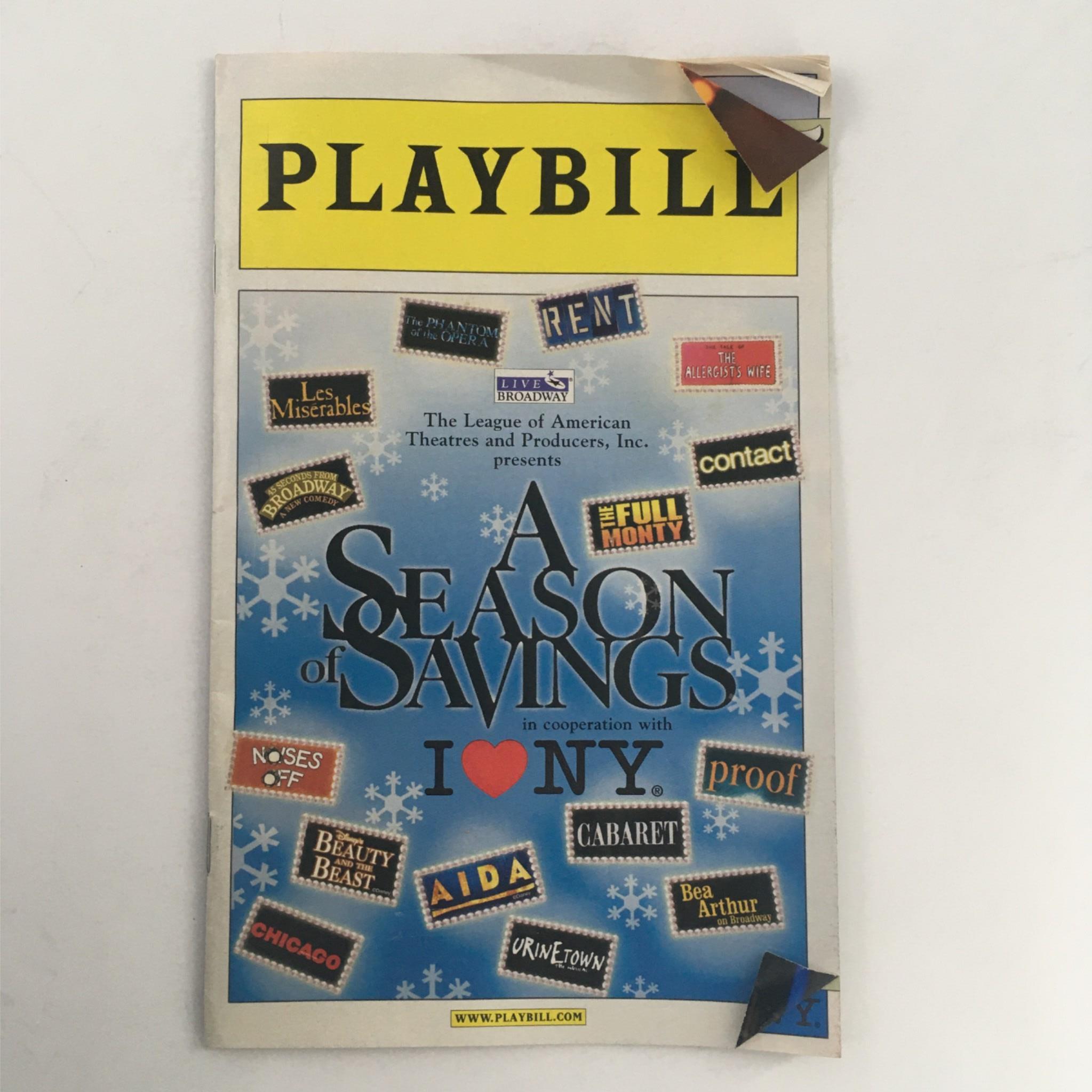 Playbill A Season of Savings Ticket Discounts for Shows of 2002