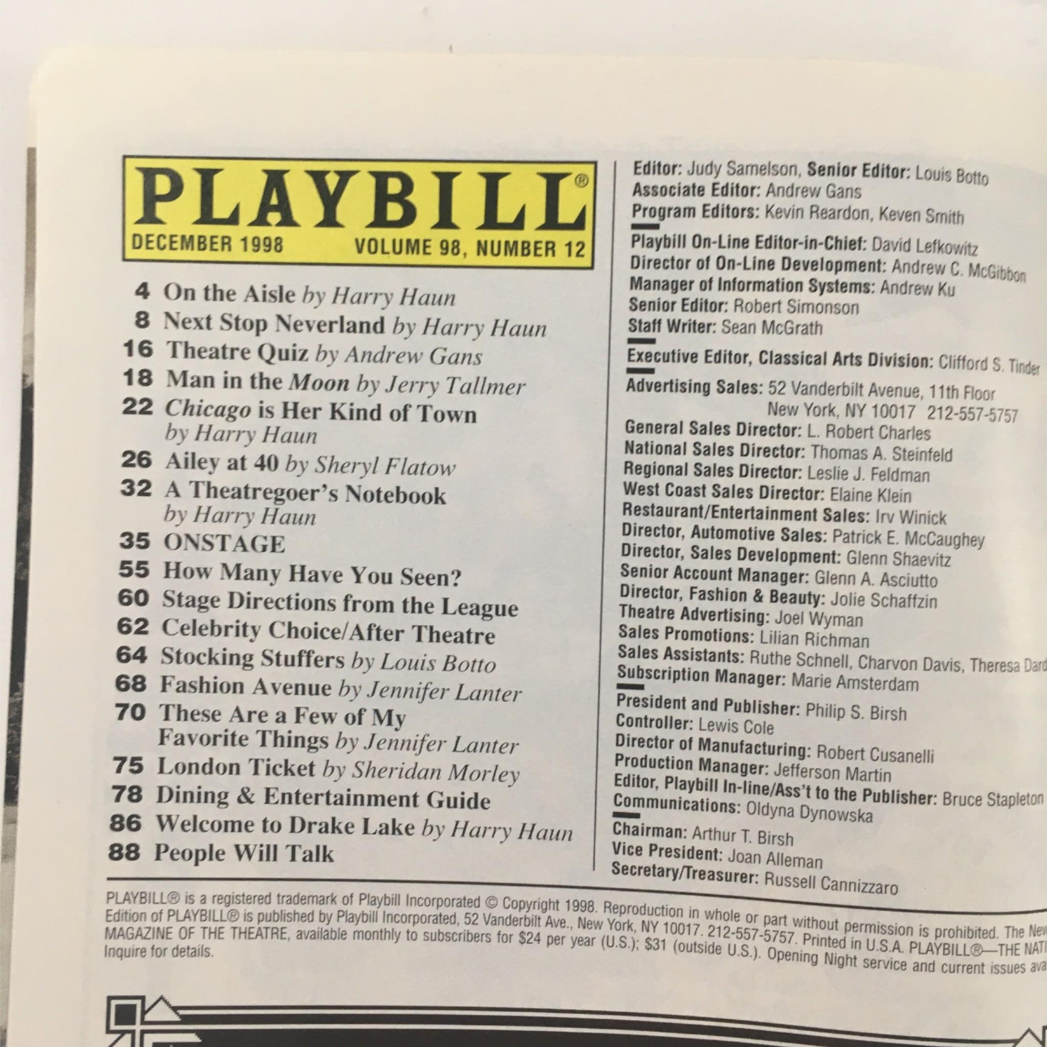 1998 Playbill This is Our Youth by Kenneth Lonergan, Mark Brokaw at Second Stage