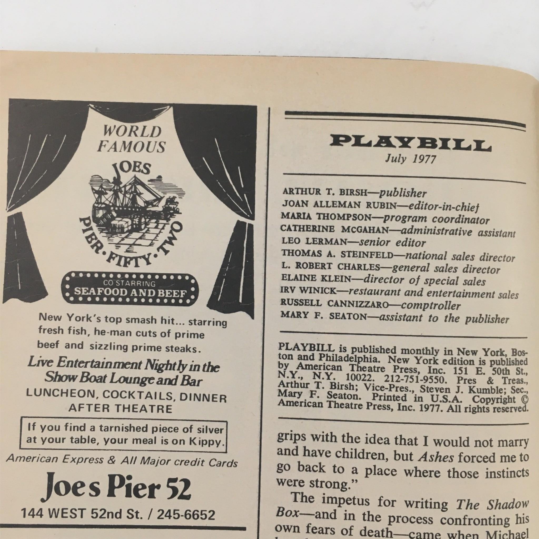 1977 The Magic Show by Joseph Abaldo, Grover Dale at Cort Theatre