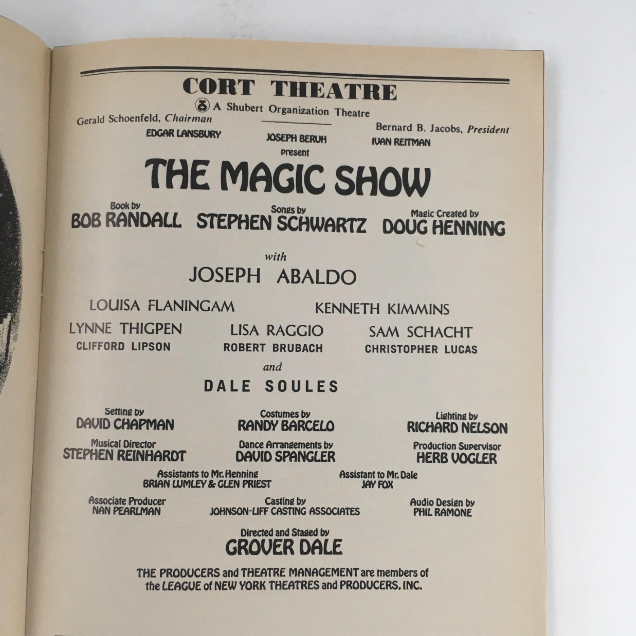 1977 The Magic Show by Joseph Abaldo, Grover Dale at Cort Theatre