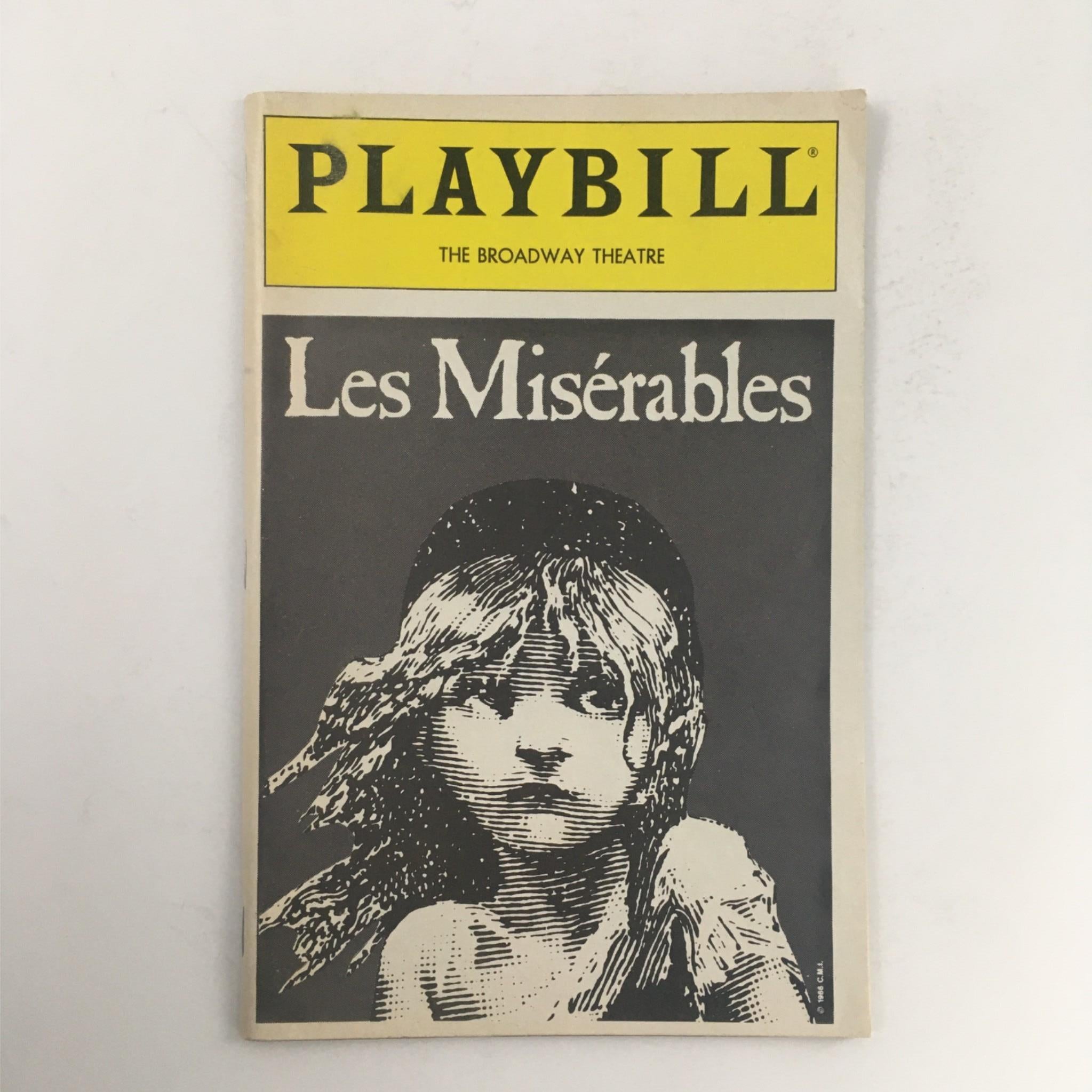 1988 Playbill Les Miserables by Cameron Mackintosh, Trevor Nunn at Broadway