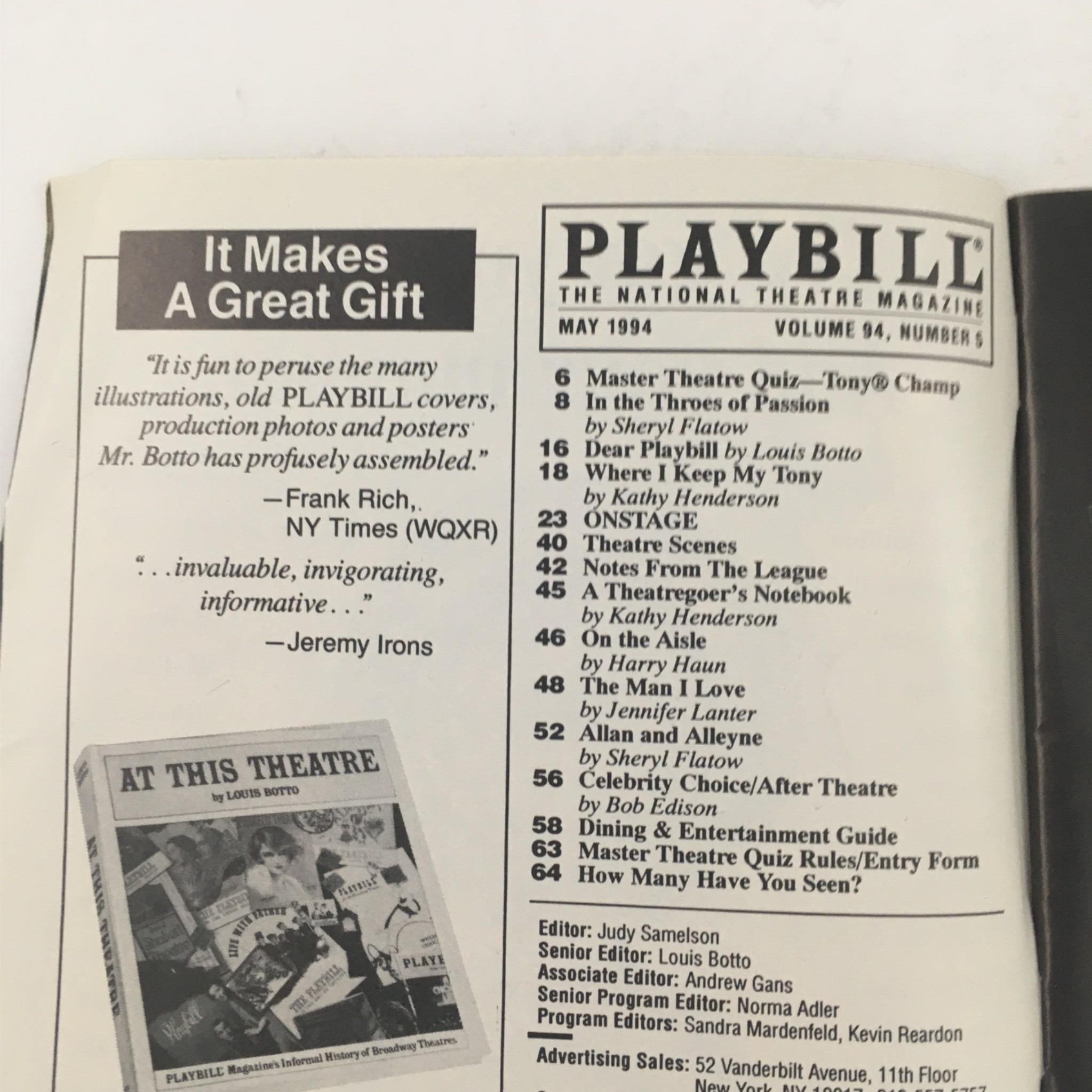 1994 Playbill Laughter On The 23rd Floor by Neil Simon, Jerry Zaks