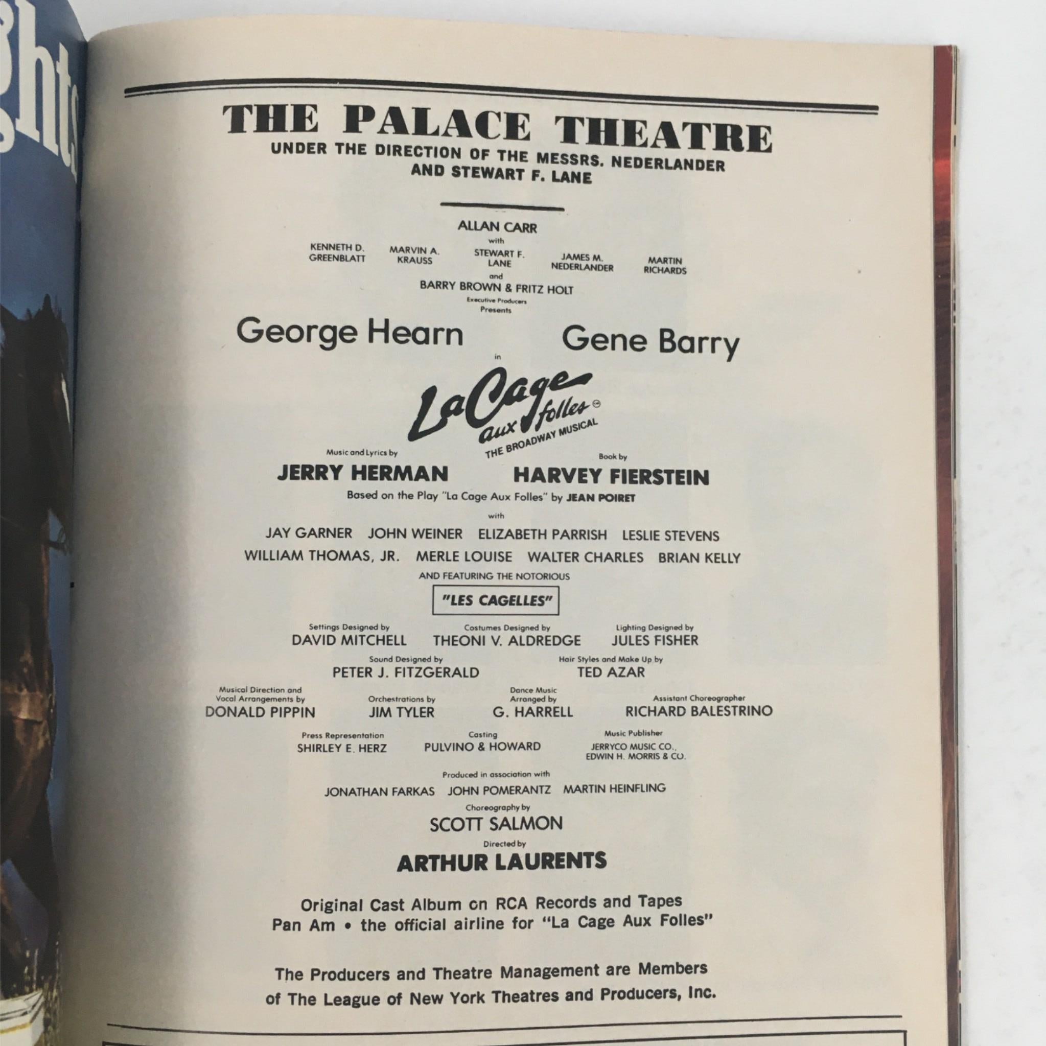 1984 Playbill La Cage Aux Folles by Scott Salmon, Arthur Laurents at The Palace