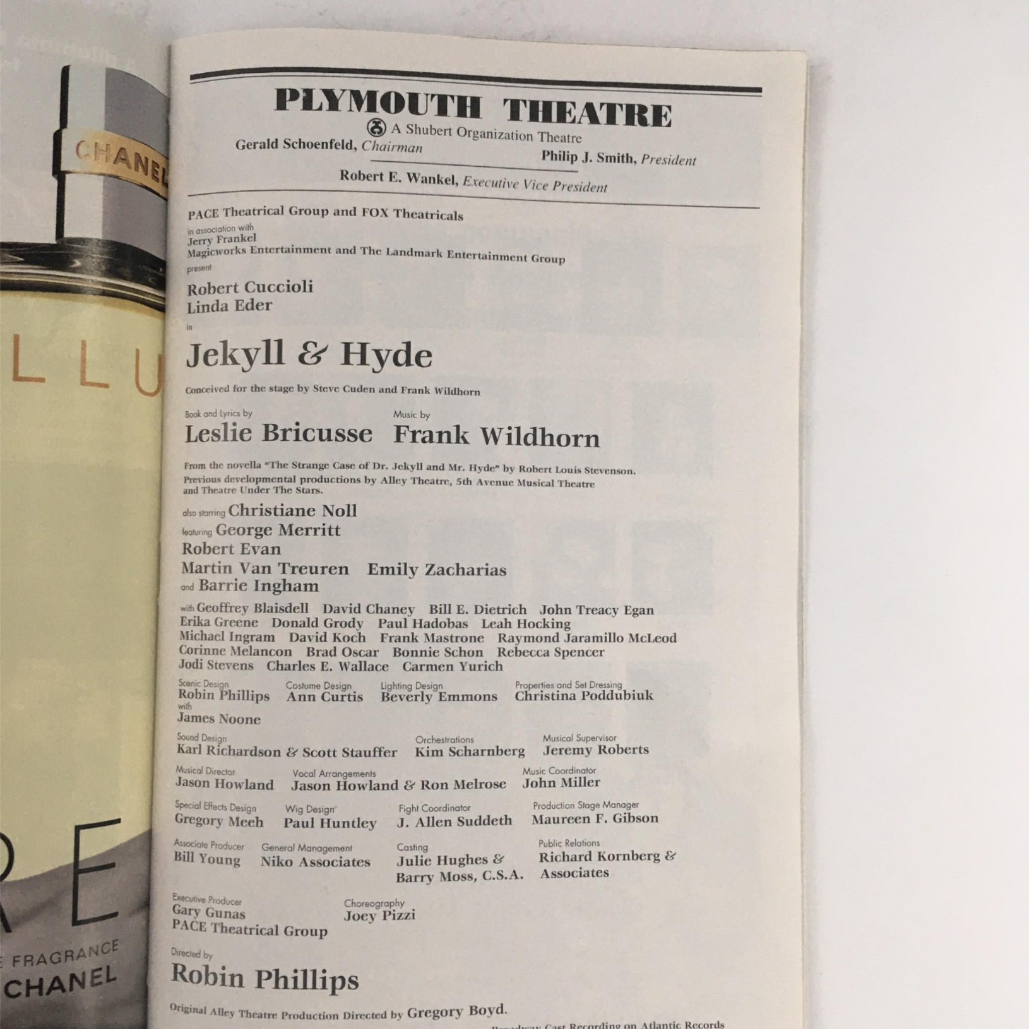 1998 Playbill Jekyll & Hyde by Robin Phillips, Linda Eder at Plymouth Theatre