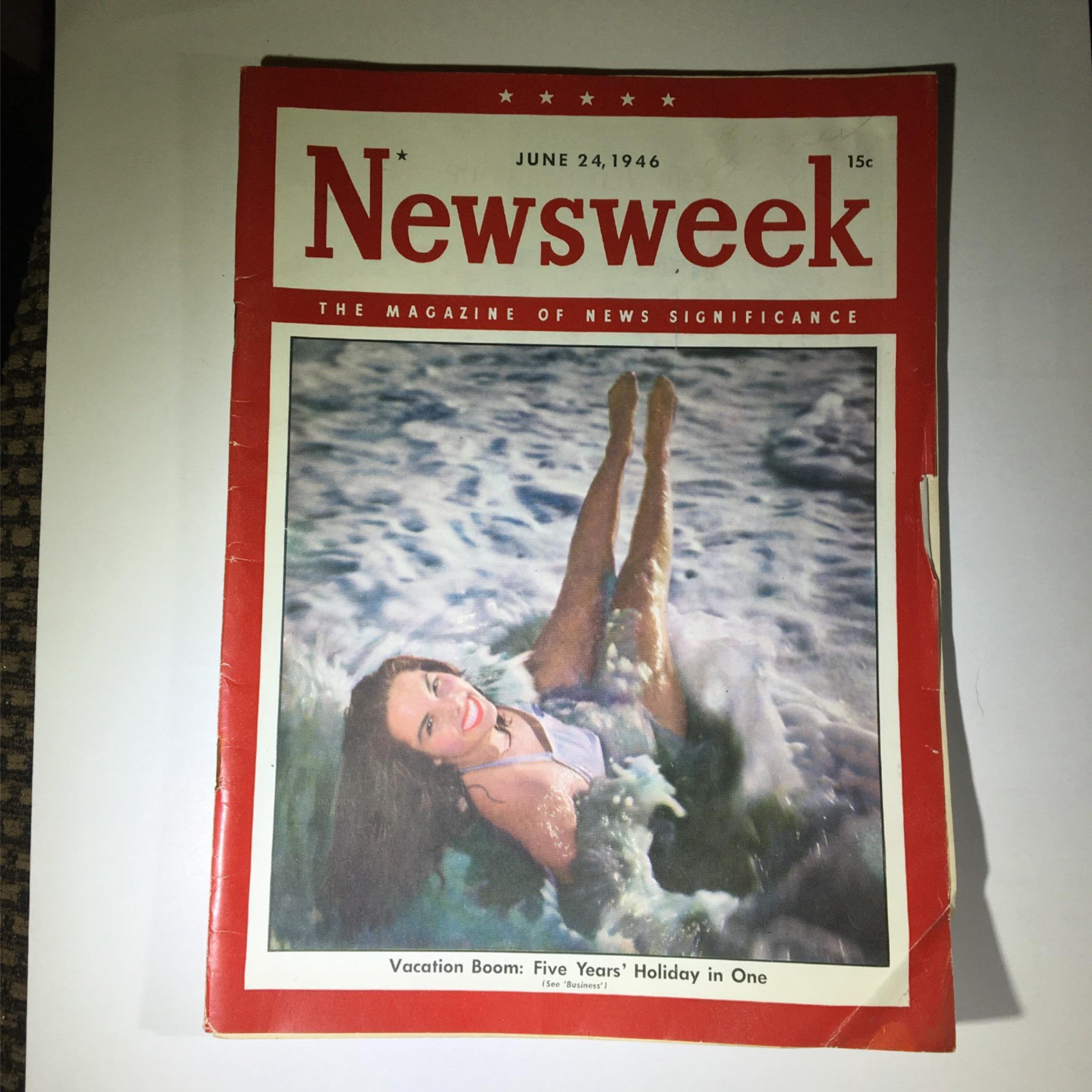 Newsweek Magazine June 24, 1946 Vacation Boom: Five Years' Holiday In One