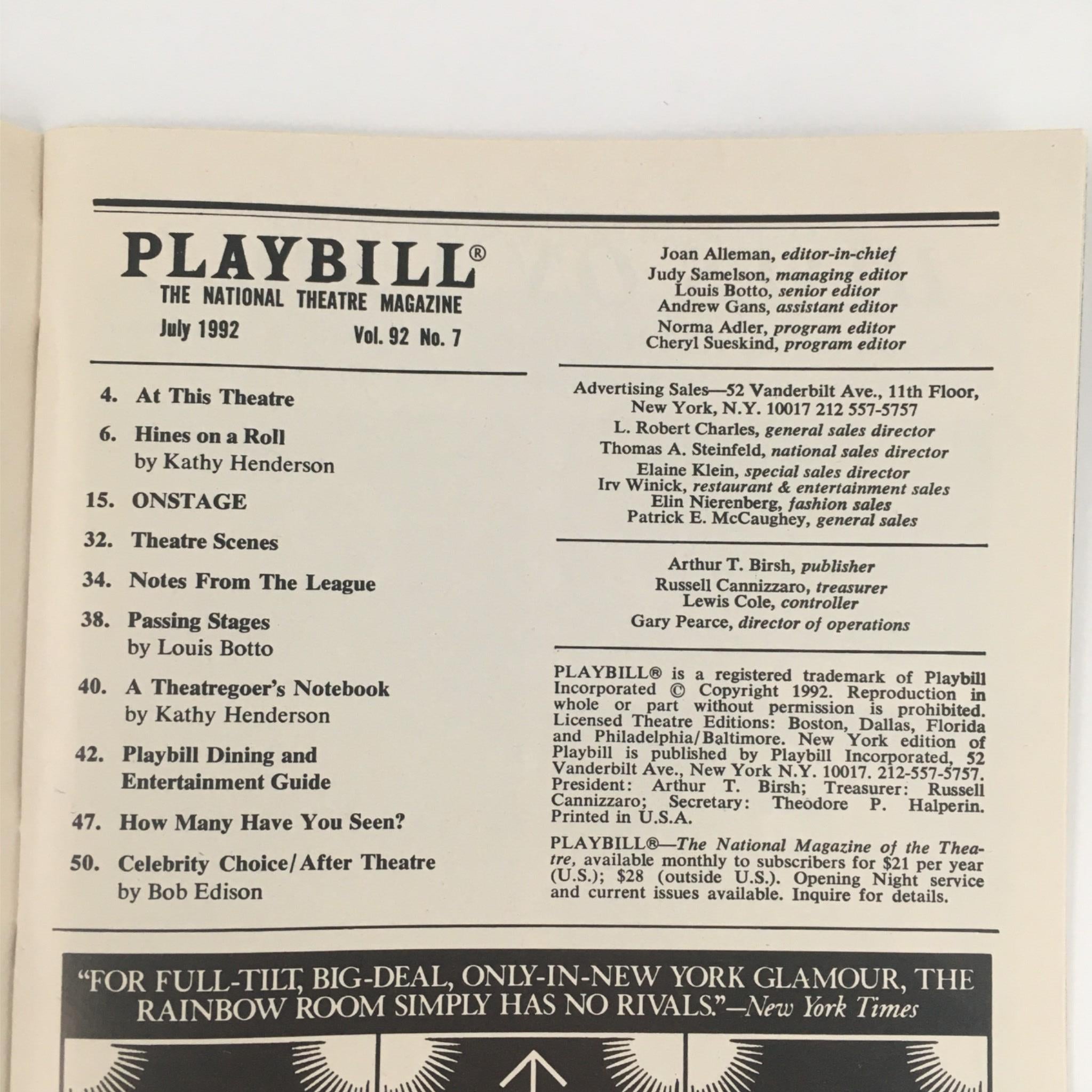 1992 Playbill Conversations with My Father by Herb Gardner at Royale Theatre