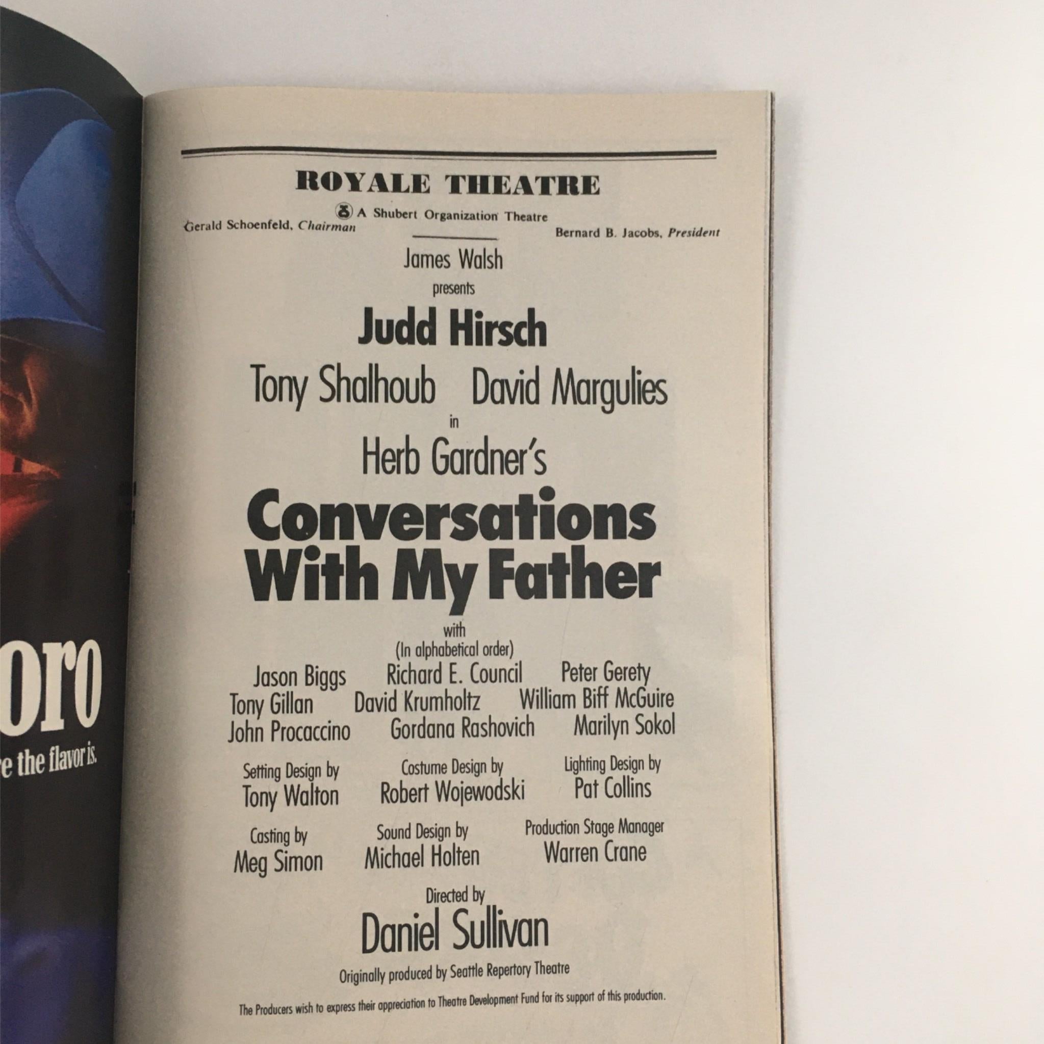 1992 Playbill Conversations with My Father by Herb Gardner at Royale Theatre