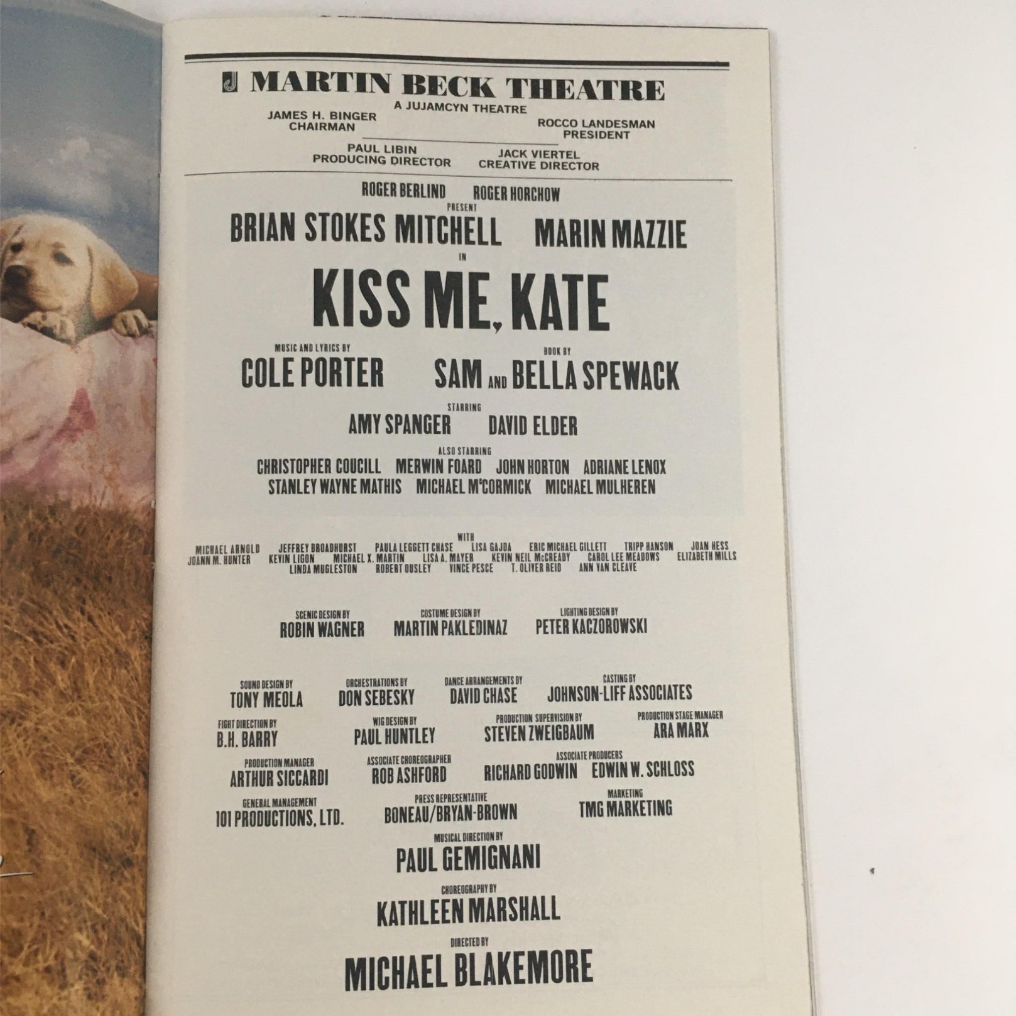 2000 Playbill Kiss Me, Kate by Michael Blakemore at Martin Beck Theatre VG