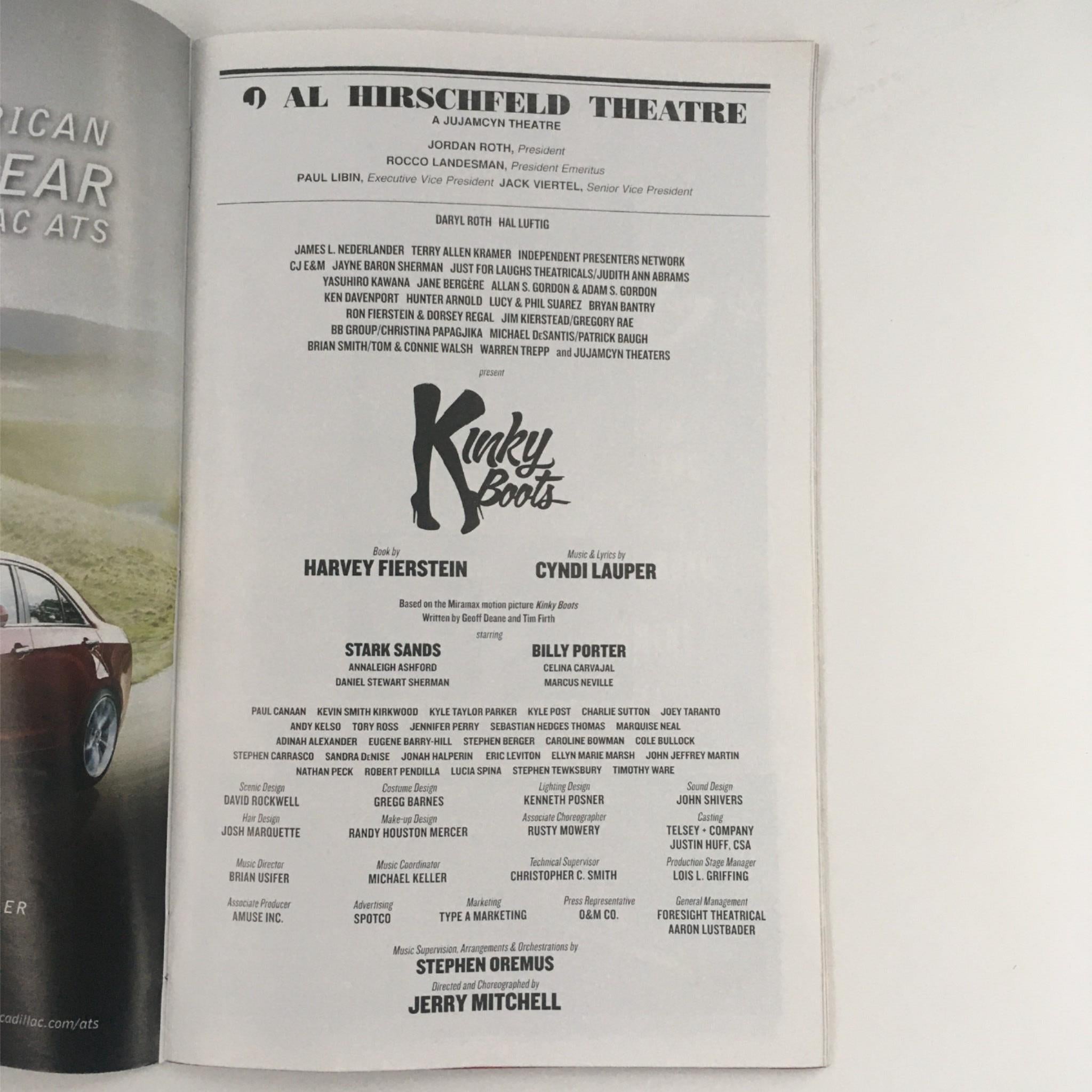 2013 Playbill Kinky Boots by Jerry Mitchell at Al Hirschfeld Theatre VG