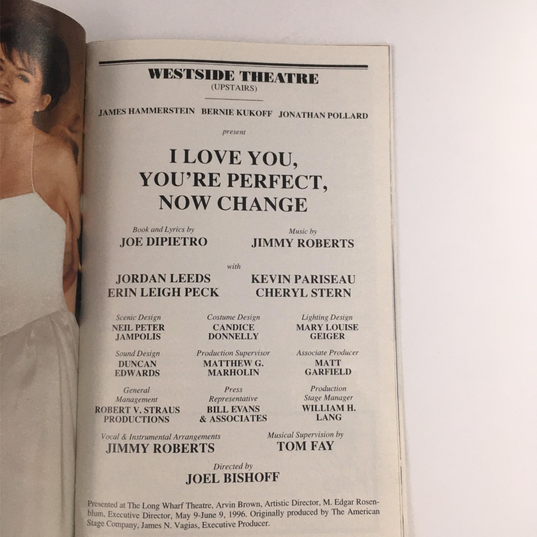 1999 Playbill I Love You, You're Perfect, Now Change by Joel Bishofff VG