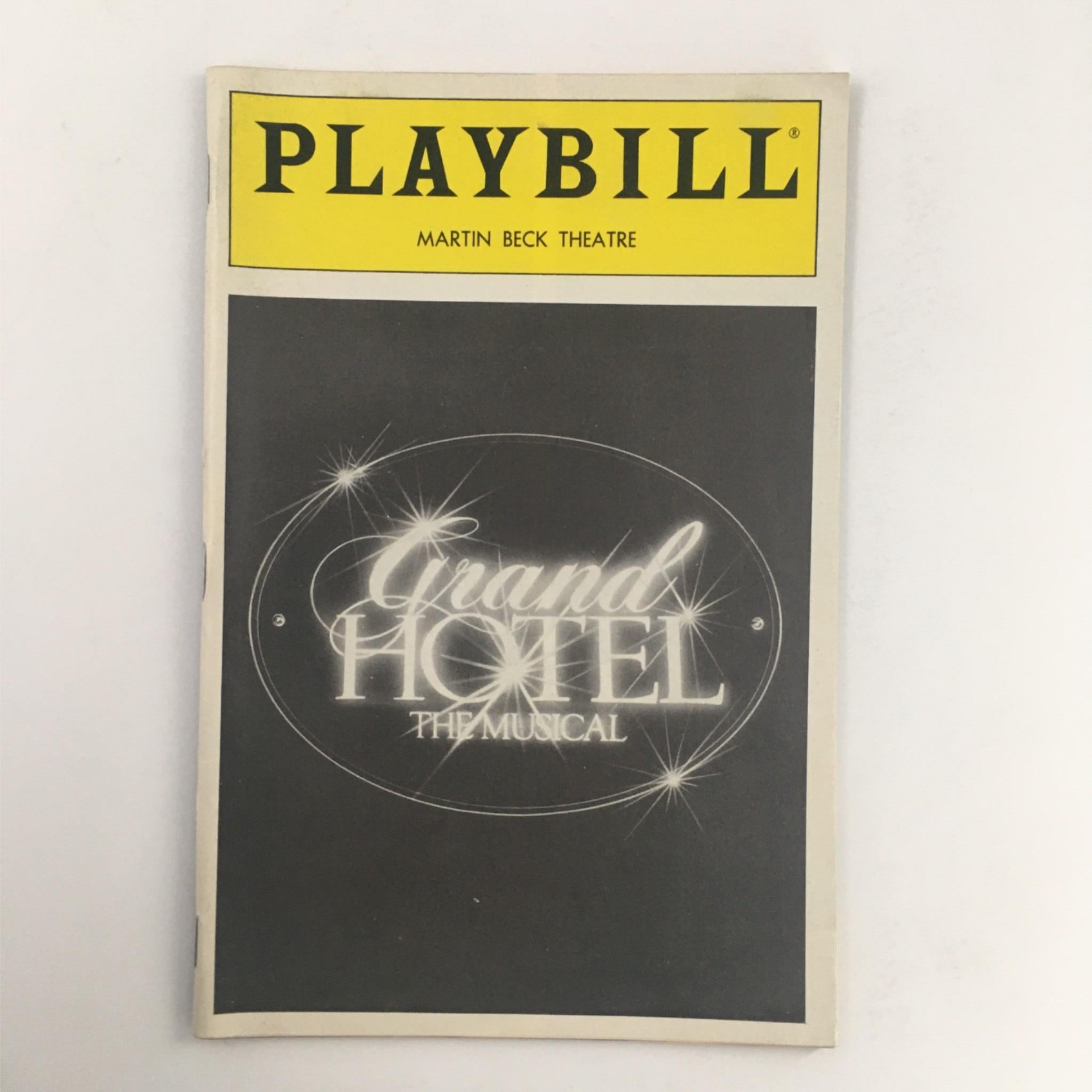 1990 Playbill Grand Hotel The Musical by Tommy Tune at Martin Beck Theatre VG