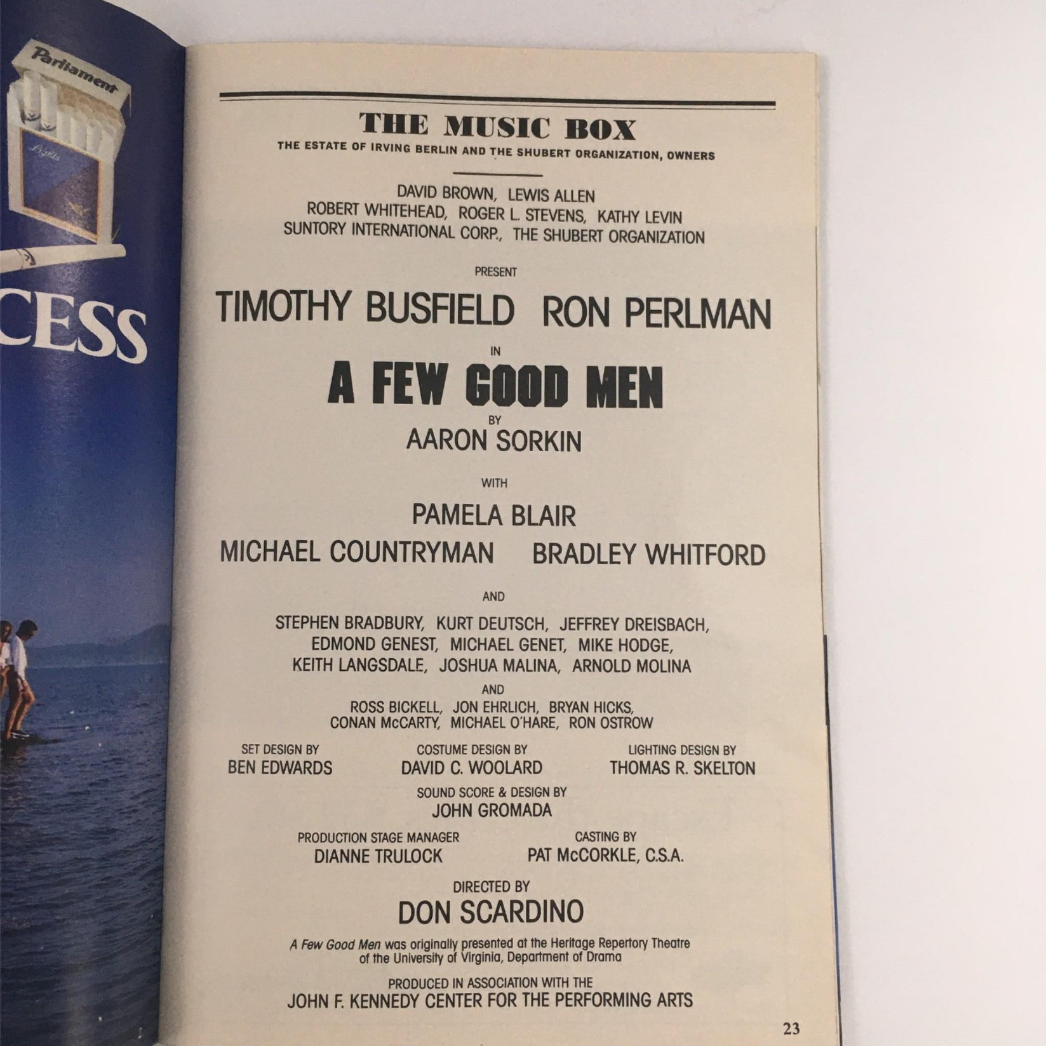 1990 Playbill A Few Good Men by Aaron Sorkin, Don Scardino at The Music Box VG