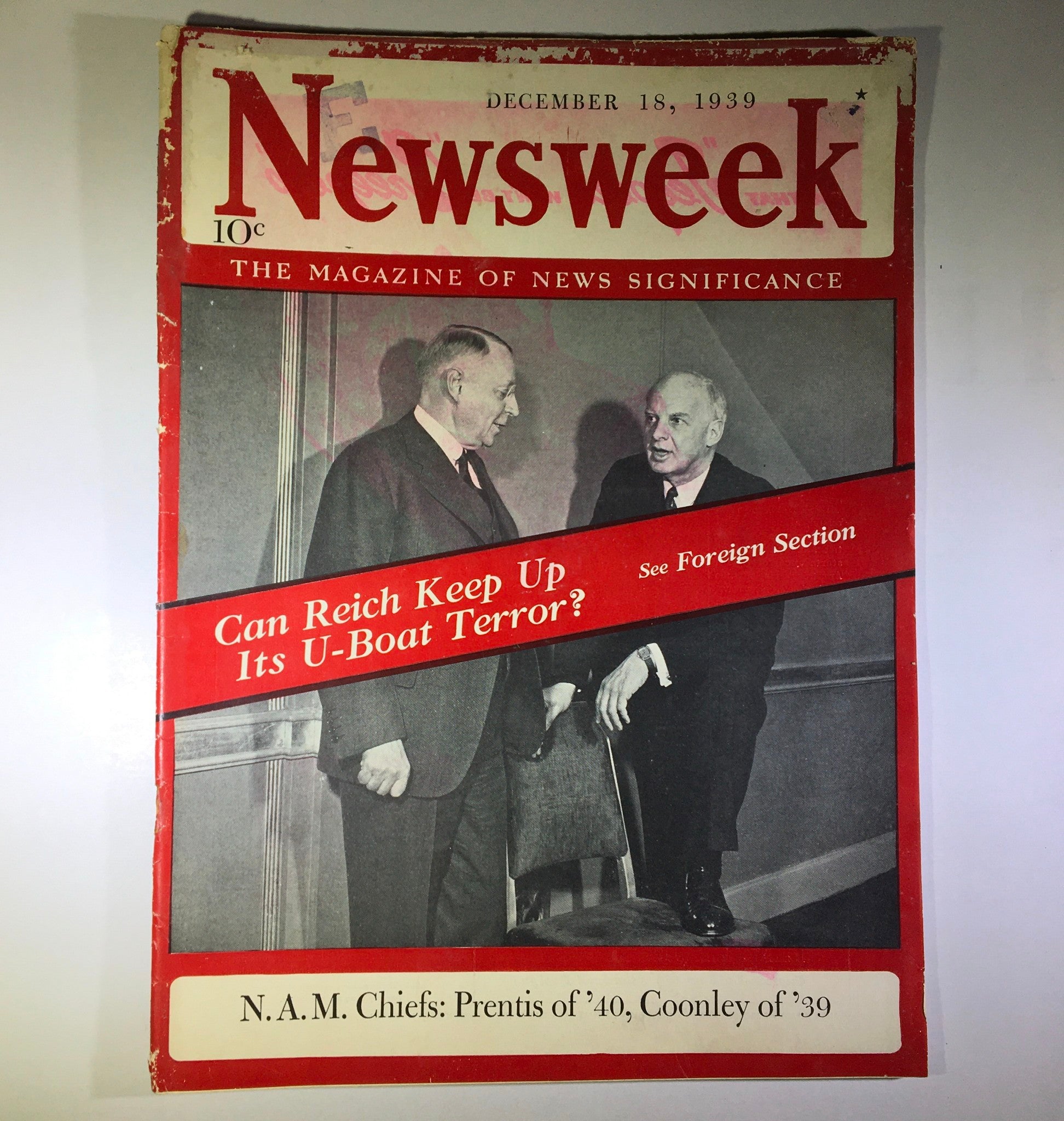 Newsweek Magazine December 18, 1939 N.A.M. Chiefs Prentis of '40, Coonley of '39