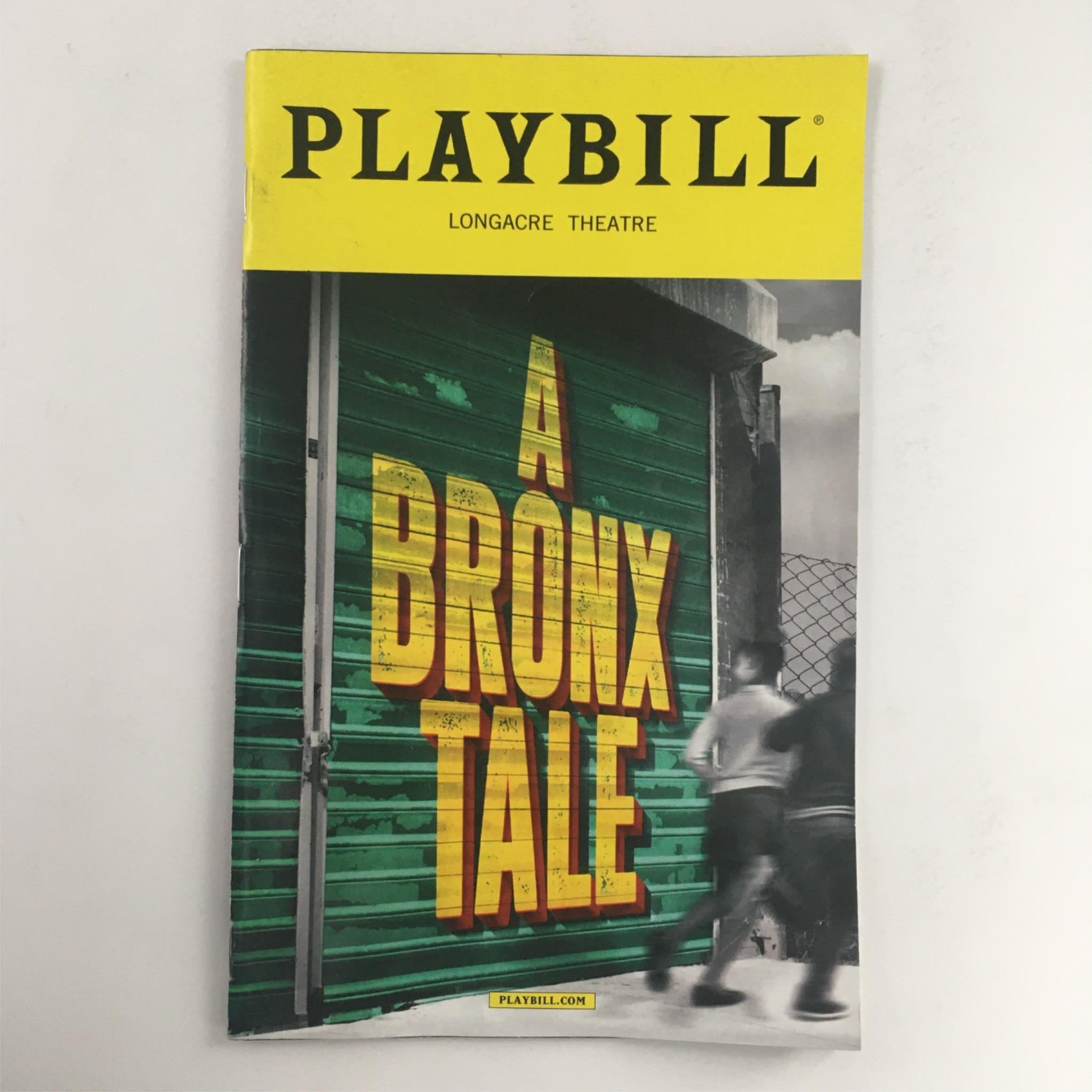 2017 Playbill A Bronx Tale by Robert De Niro, Jerry Saks at Longacre Theatre VG