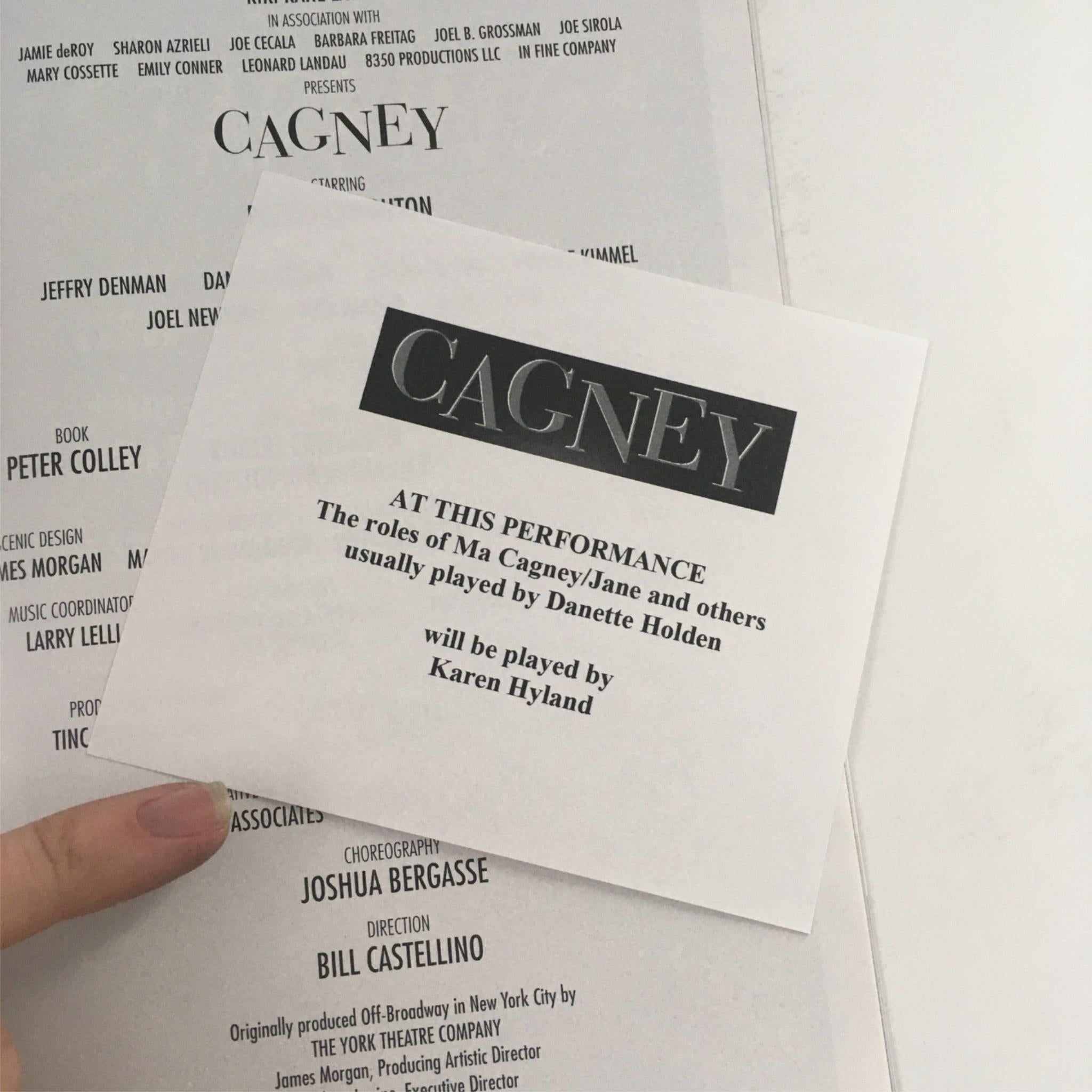 2016 Playbill Cagney by Bill Castellino, Robert Creighton at Westside Theatre VG