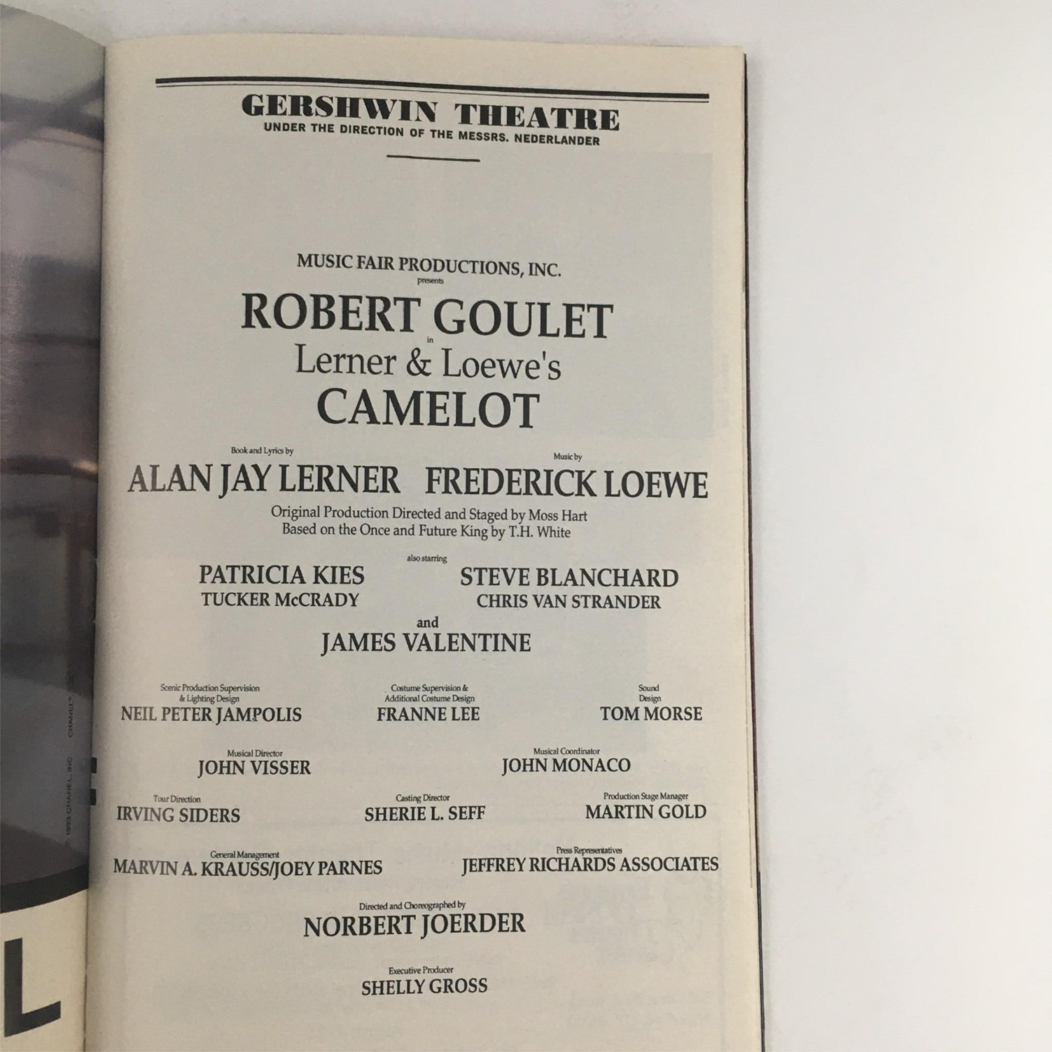 1993 Playbill Camelot by Norbert Joerder, Shelly Gross at Gershwin Theatre VG