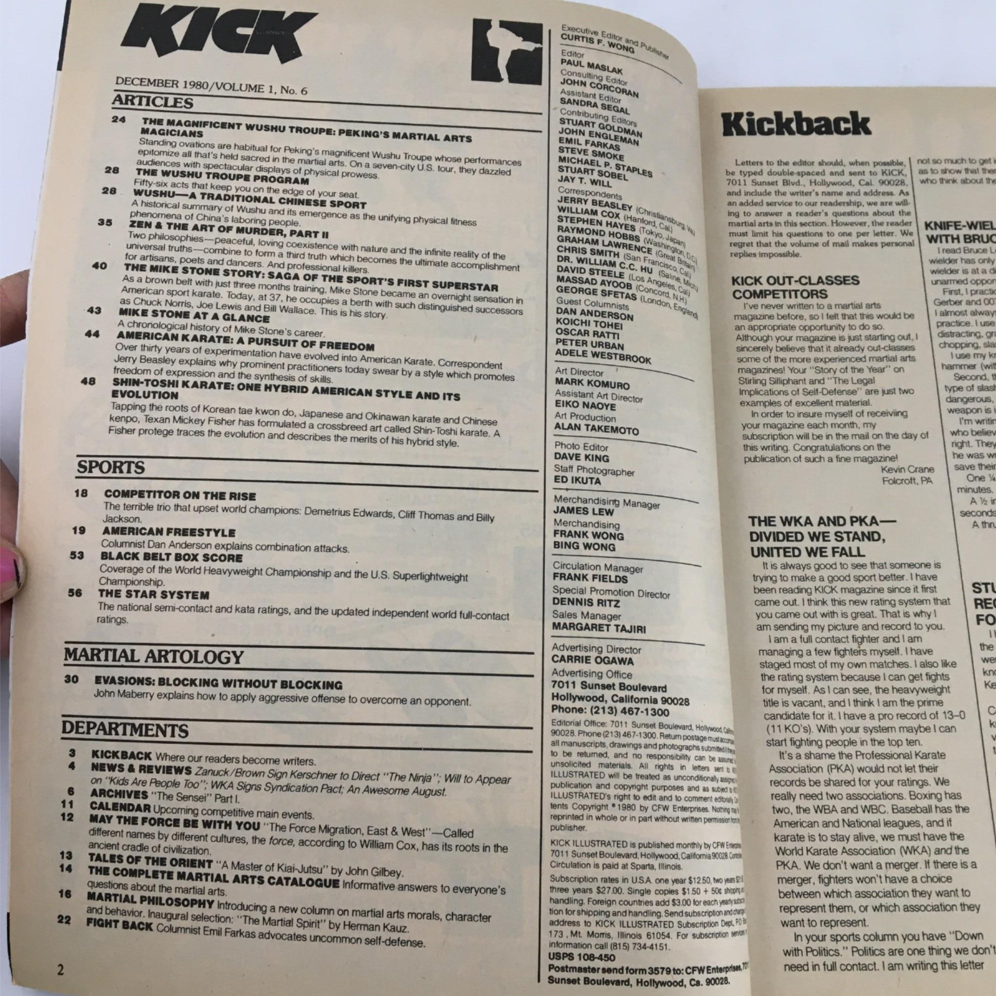 Kick Illustrated Magazine December 1980 Mike Stone No Label