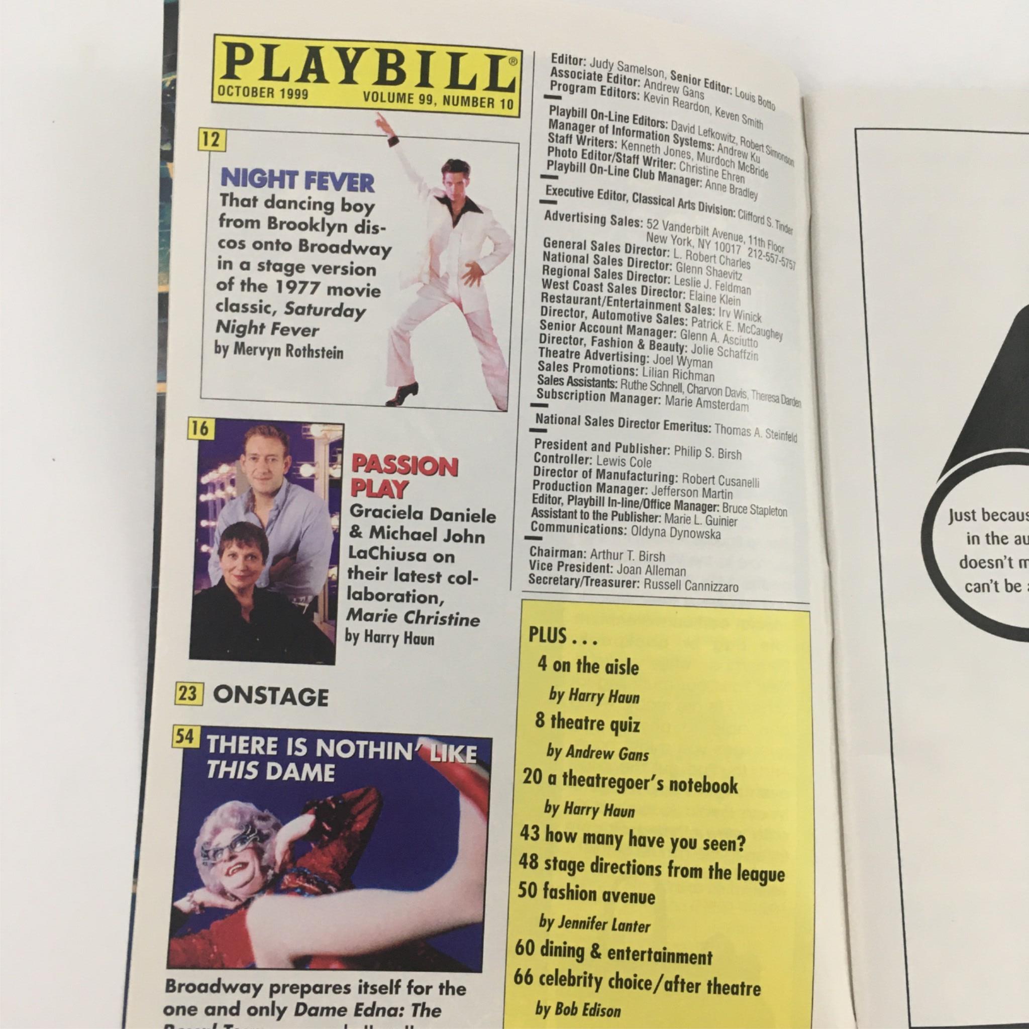 1999 Playbill Chesapeake by Lee Blessing, Max Mayer at Second Stage Theatre VG