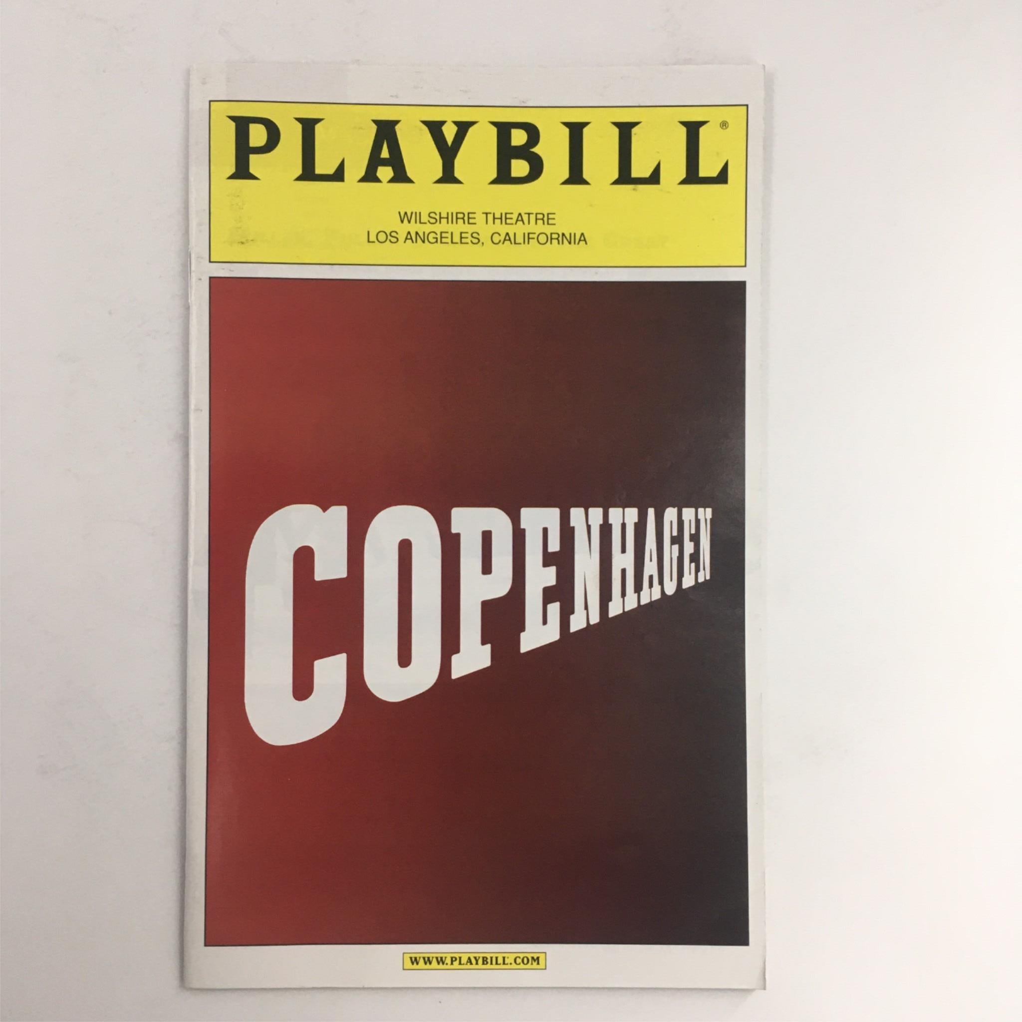 2001 Playbill Copenhagen by Michael Frayn, Michael Blakemore Wilshire Theatre VG