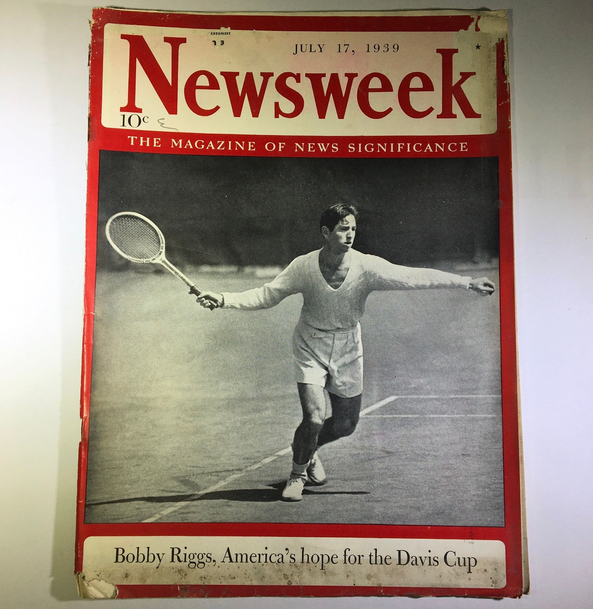 Newsweek Magazine July 17, 1939 Bobby Riggs, America's hope for the Davis Cup