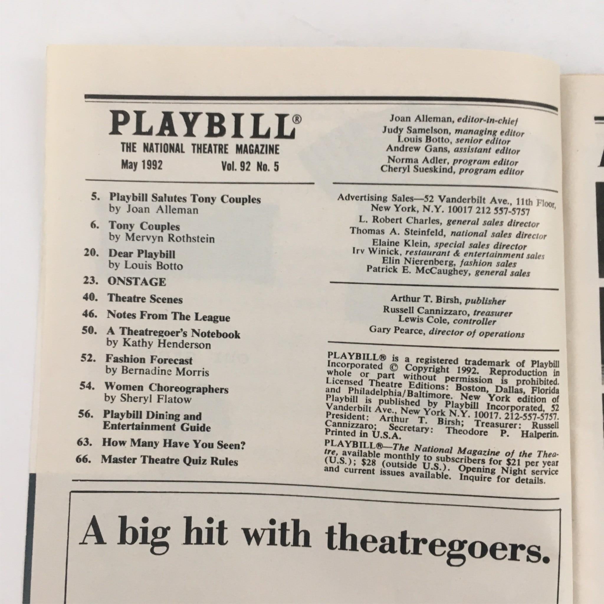 1992 Playbill The Phantom Of The Opera by Cameron Mackintosh Majestic Theatre VG