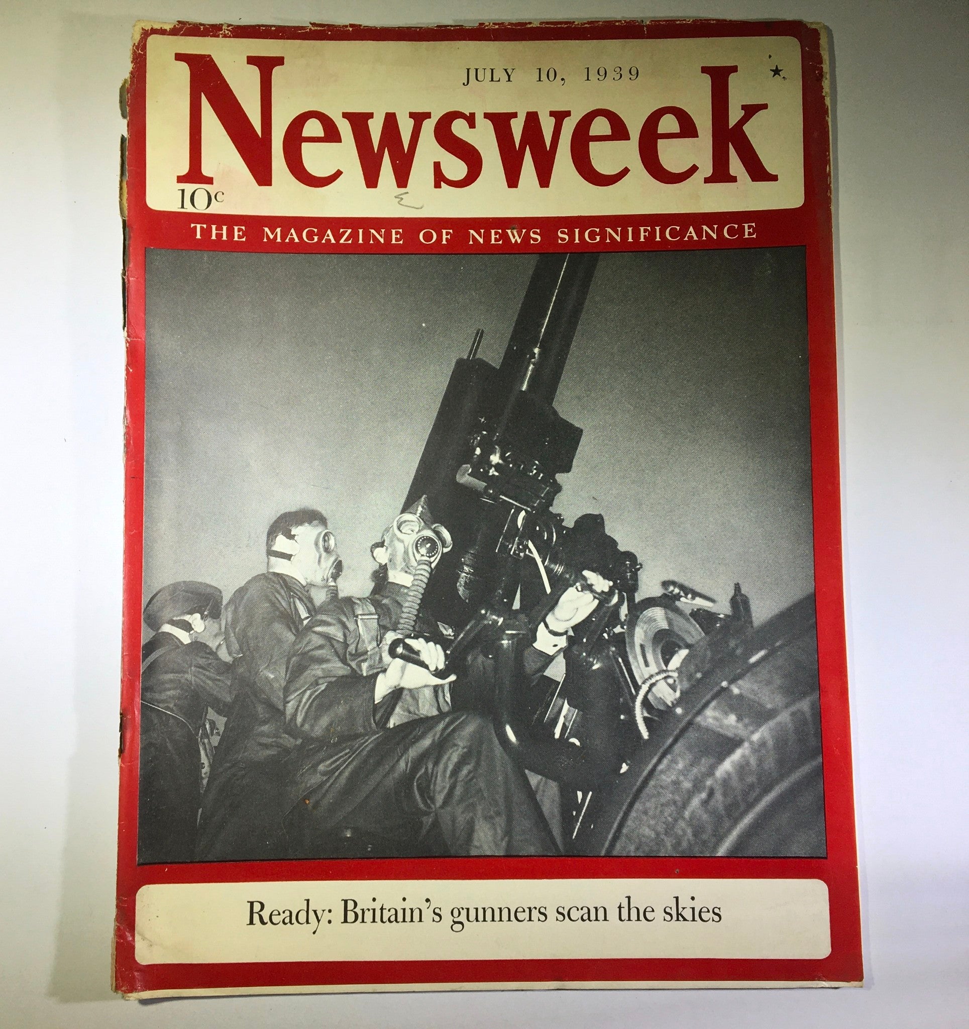 Newsweek Magazine July 10, 1939 Ready: Britain's gunners scan the skies