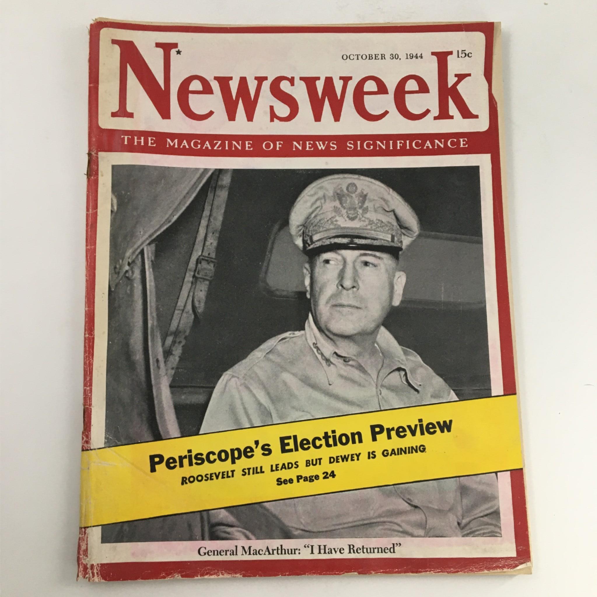 Newsweek Magazine October 30, 1944 General MacArthur: I Have Returned