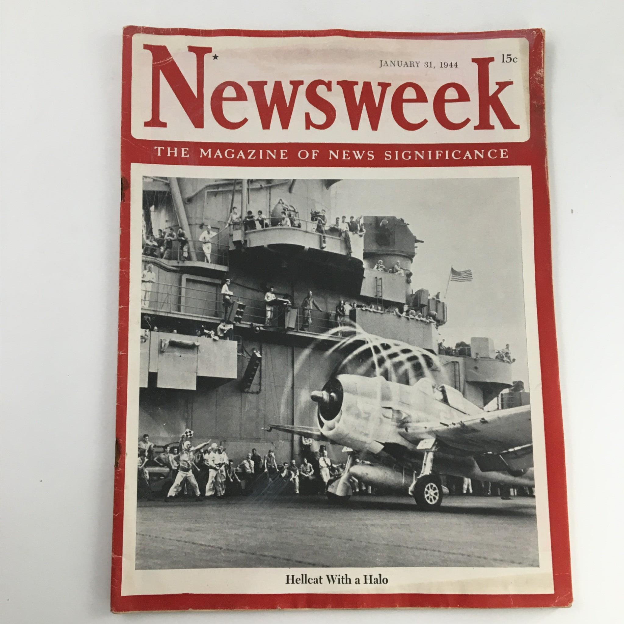 Newsweek Magazine January 31, 1944 Hellcat With A Halo