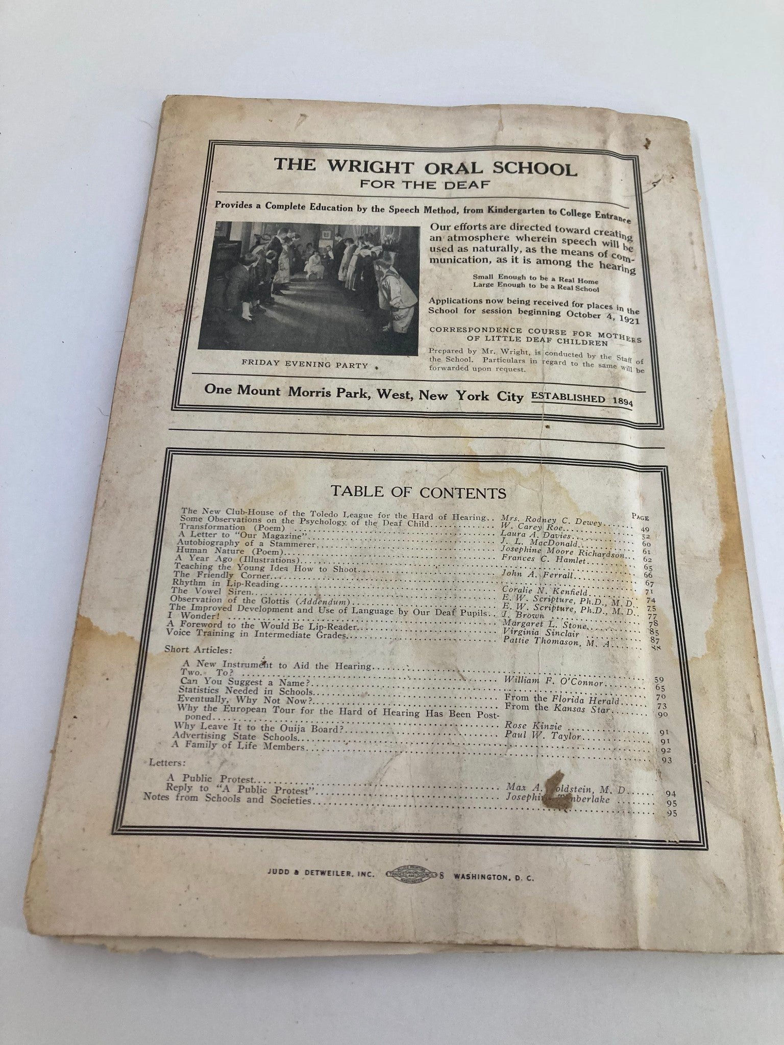 VTG Volta Review Magazine February 1921 Vol 23 #2 Harris Taylor, LL. D. No Label