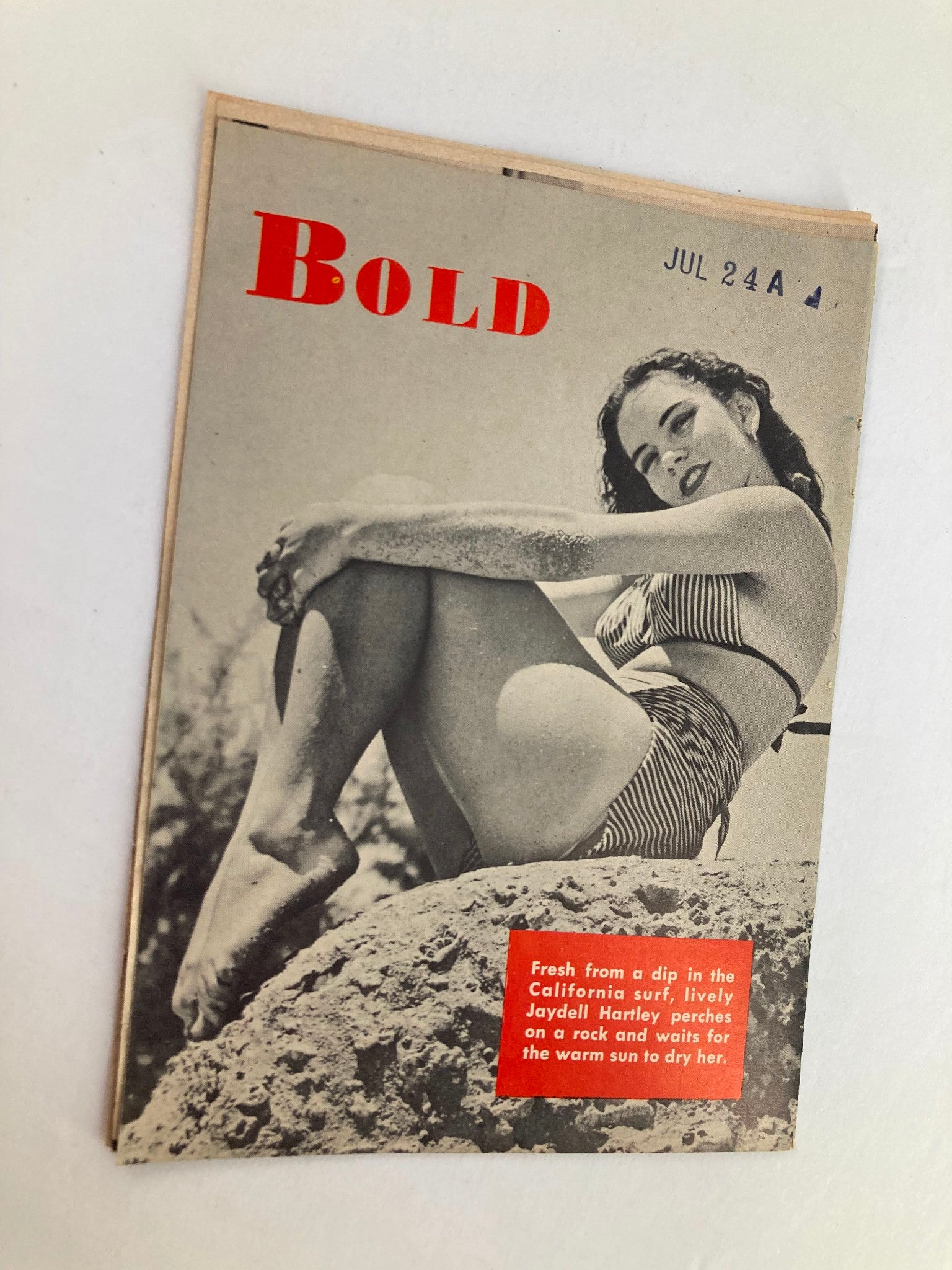 Cover of VTG Bold Magazine September 1956 featuring Kay Douglas as Cover Girl, showcasing bold red text and a vintage photo of a woman in a striped swimsuit.