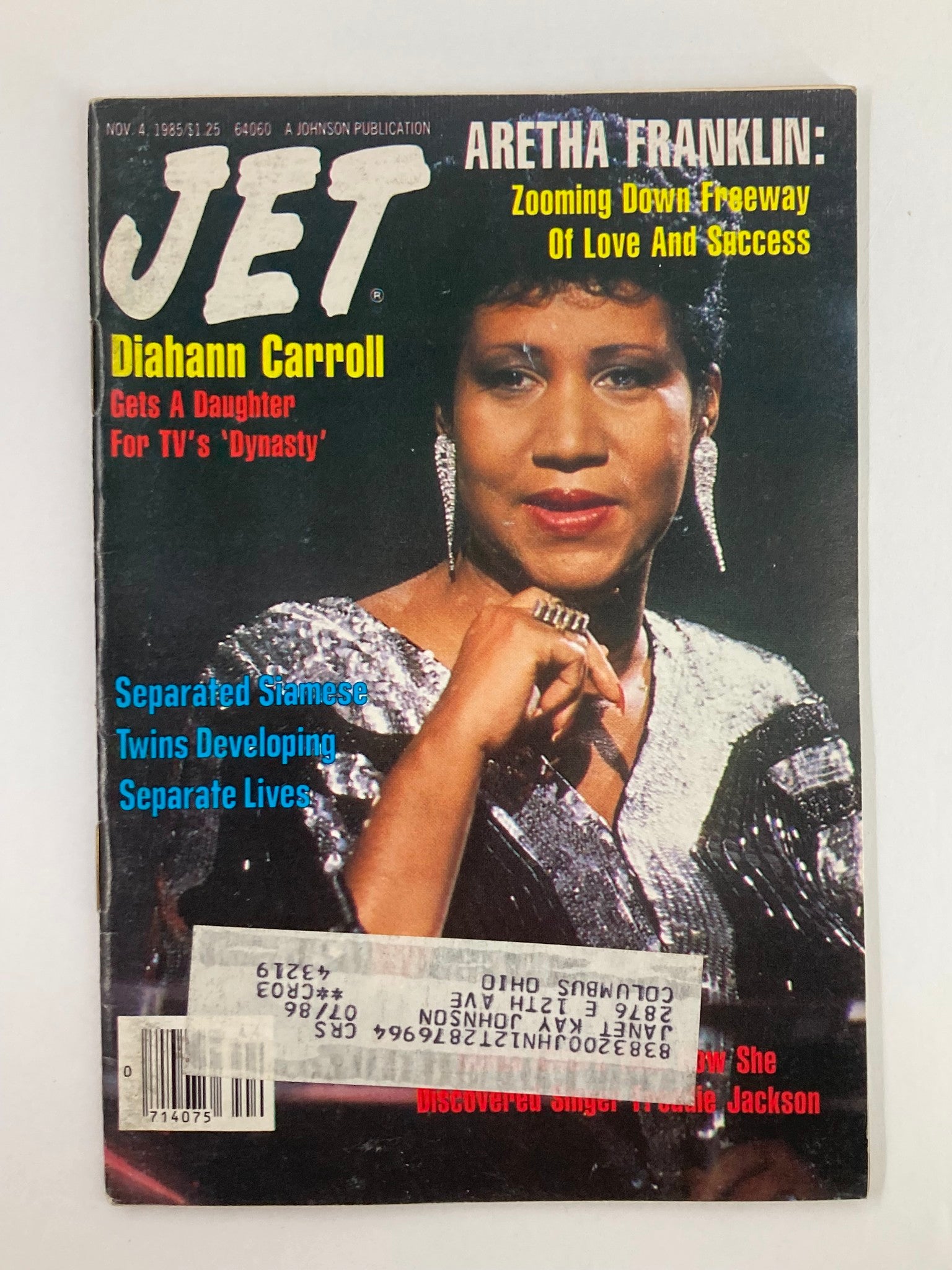 VTG Jet Magazine November 4 1985 Vol 69 #8 Aretha Franklin and Diahann Carroll