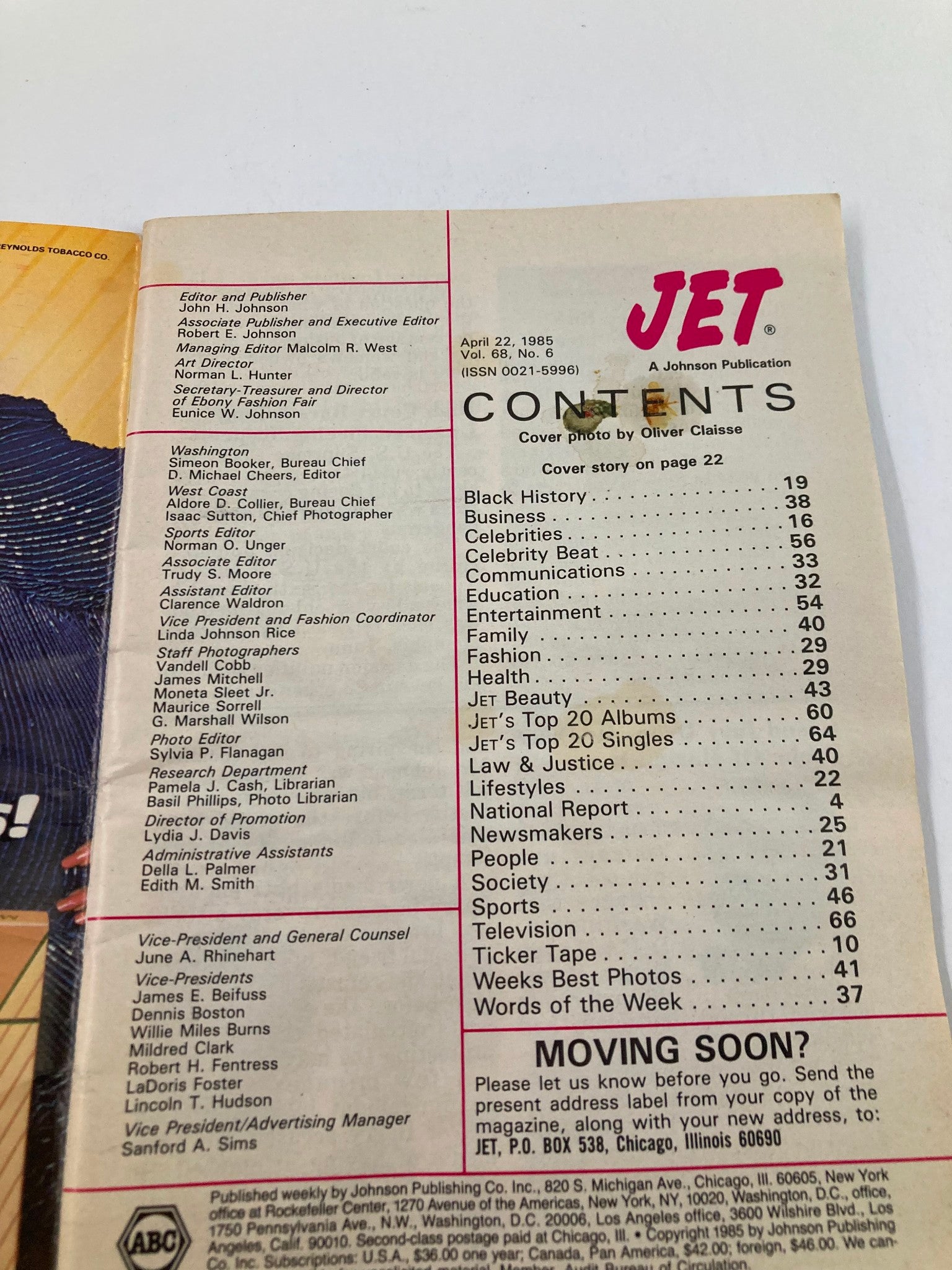 VTG Jet Magazine April 22 1985 Vol 68 #6 Veronica Ali Successful Debut in Paris