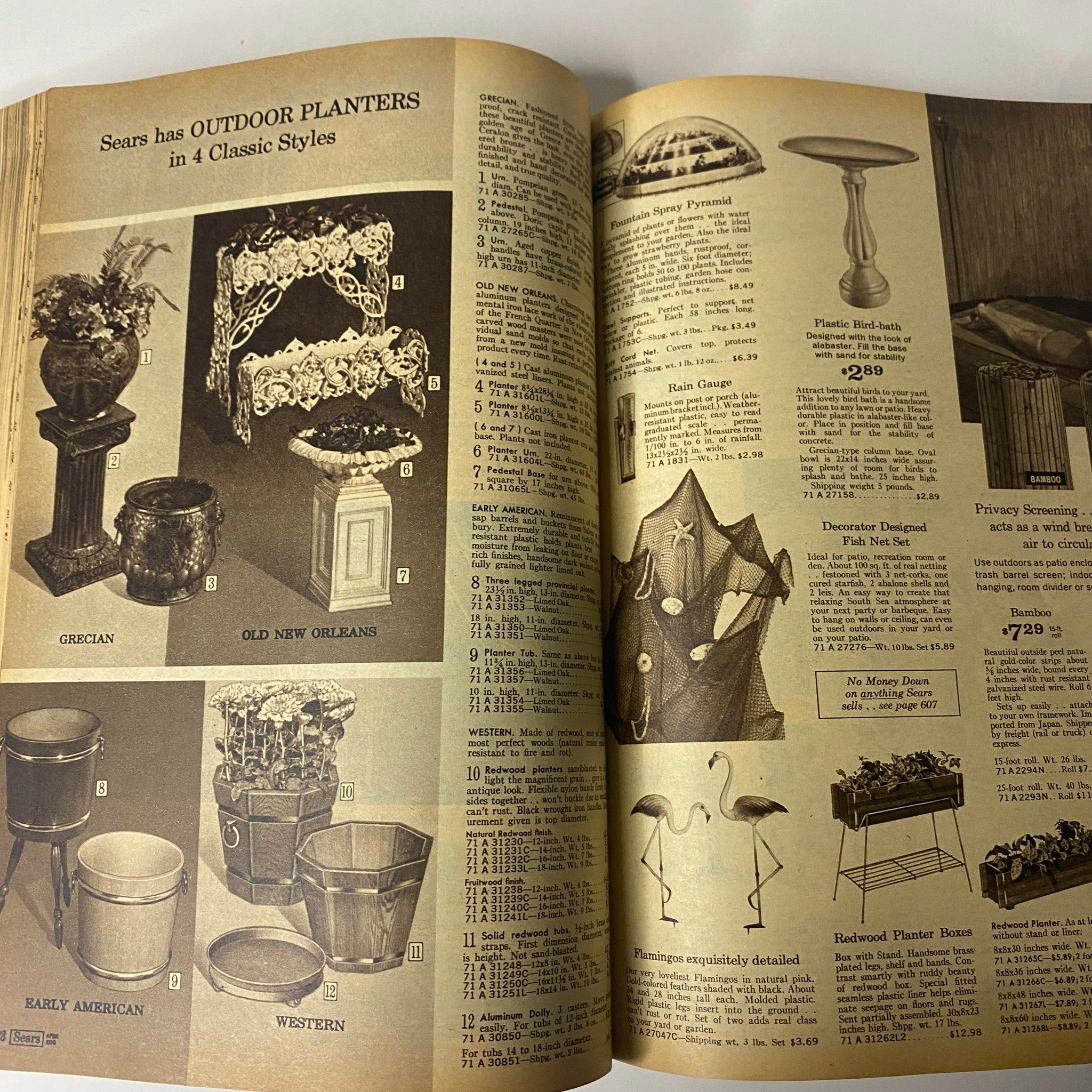 1967 Sears Spring Through Summer Catalog showcasing outdoor planters in various classic styles, highlighting decorative pots and garden accessories.