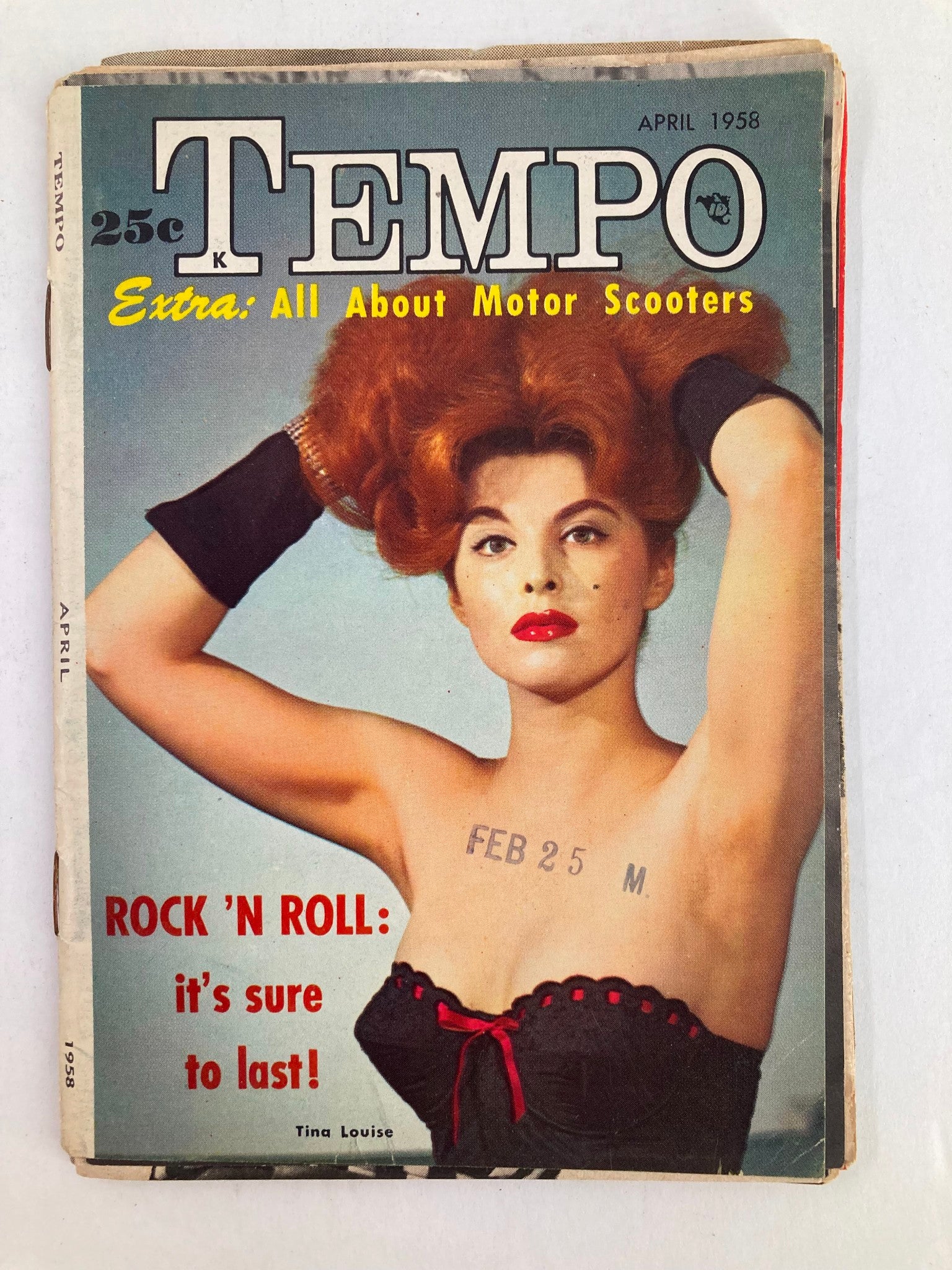 VTG Tempo Magazine April 1958 Tina Louise & All About Motor Scooters No Label